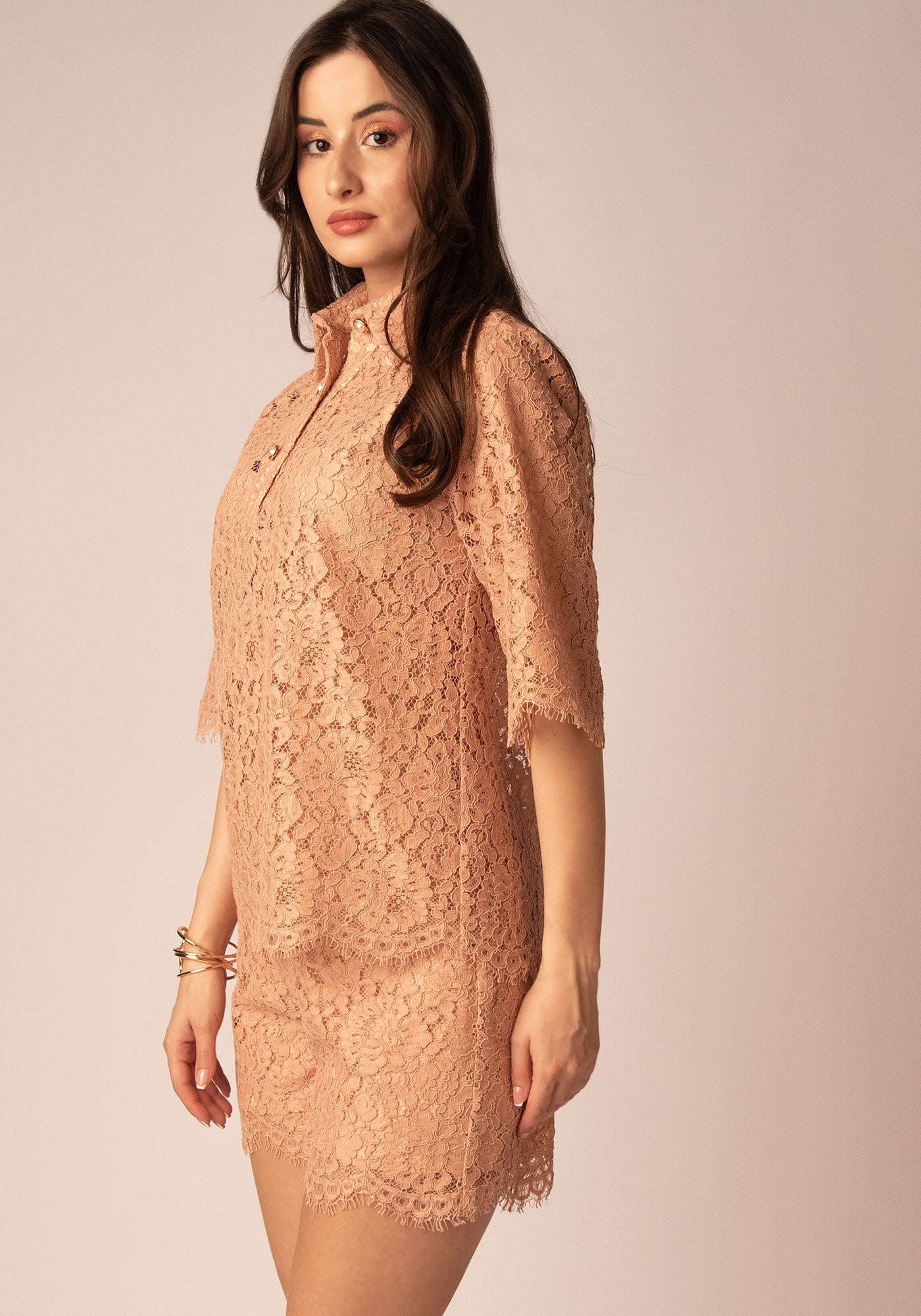 Women's High Waisted Lace Shorts in Rouge