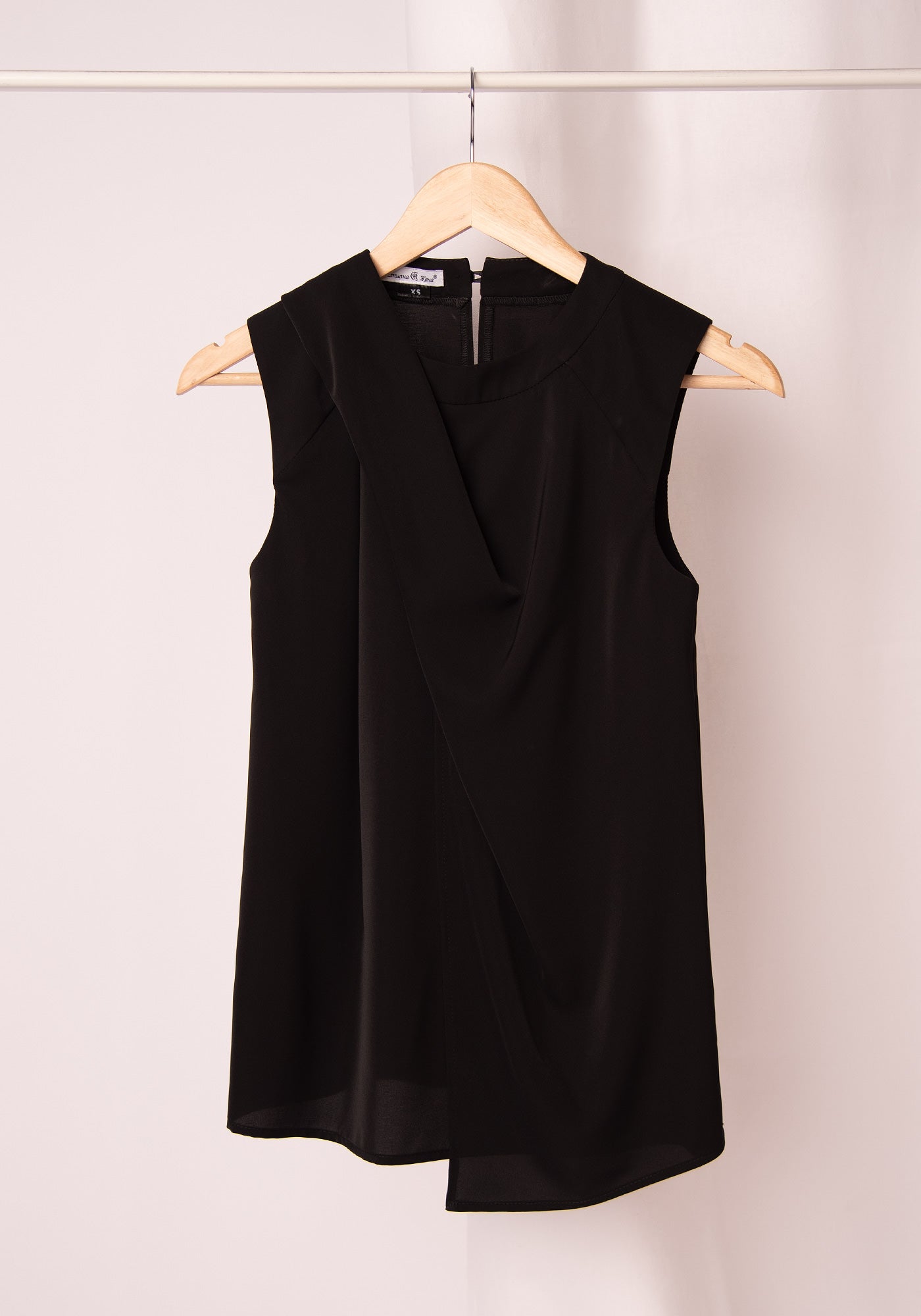 Asymmetrical Drape Top in Black