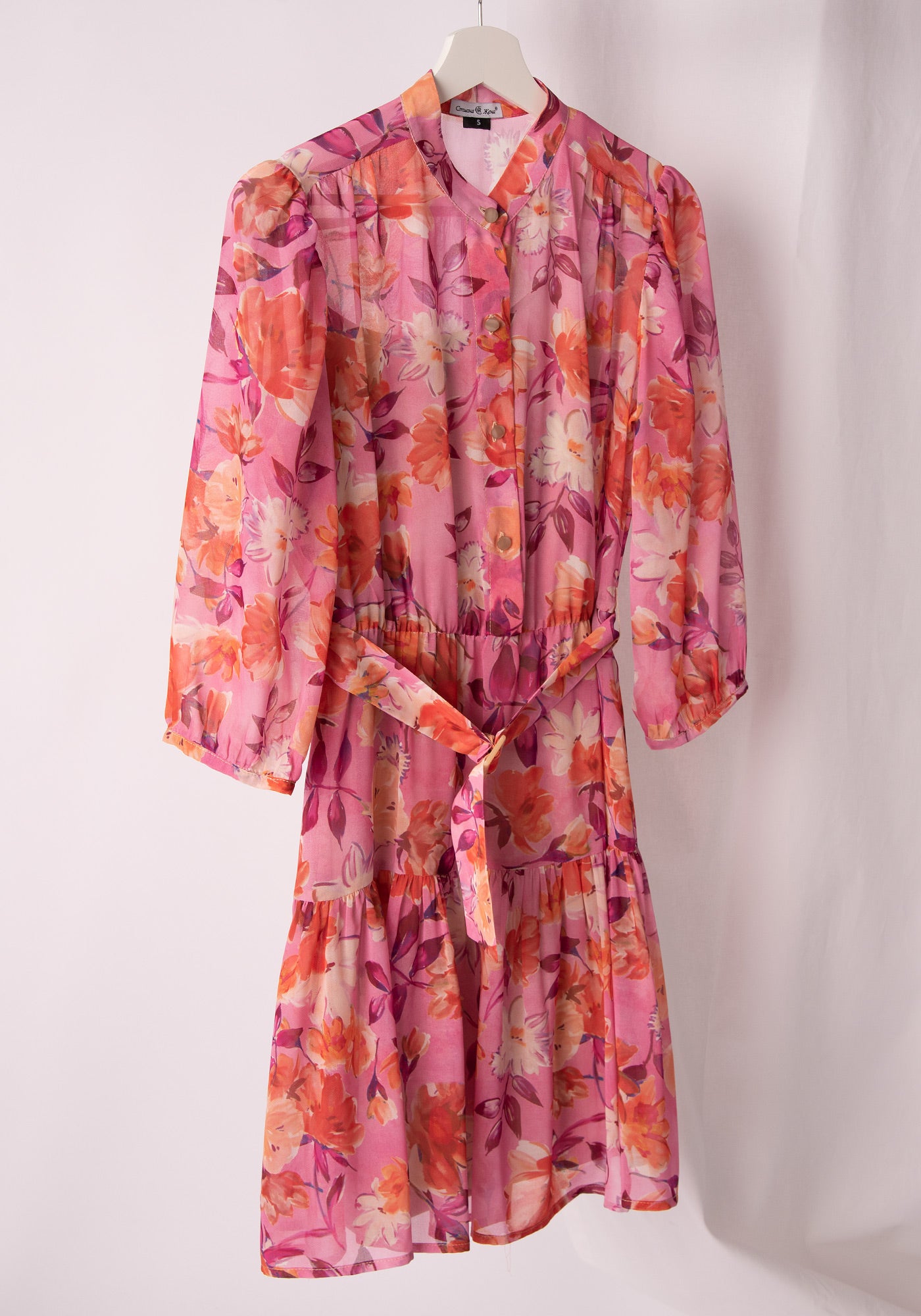 Разкроена Къса Рокля от Шифон в Розово