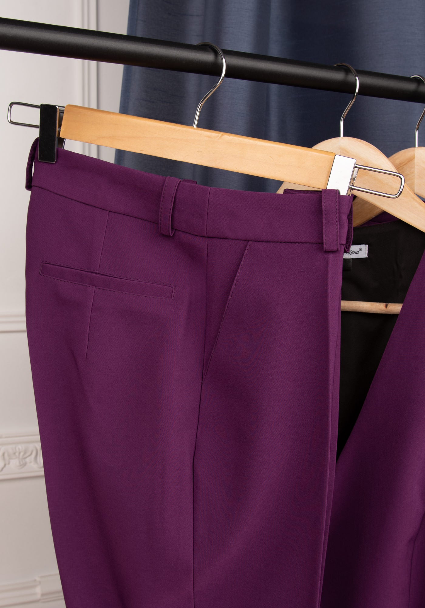 Women's High Waisted Slim Leg Trousers in Midnight purple