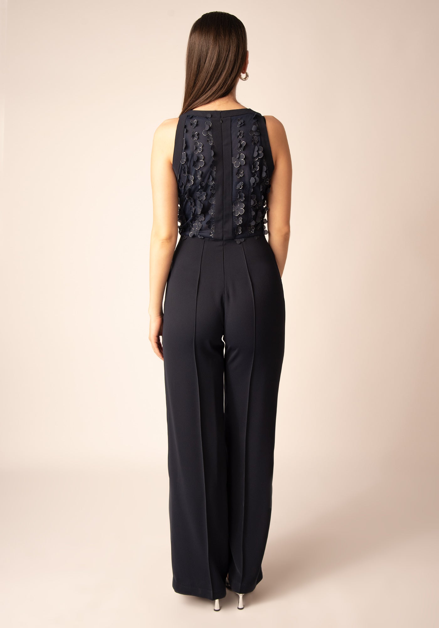 Women's Wide leg Jumpsuit in Floral navy