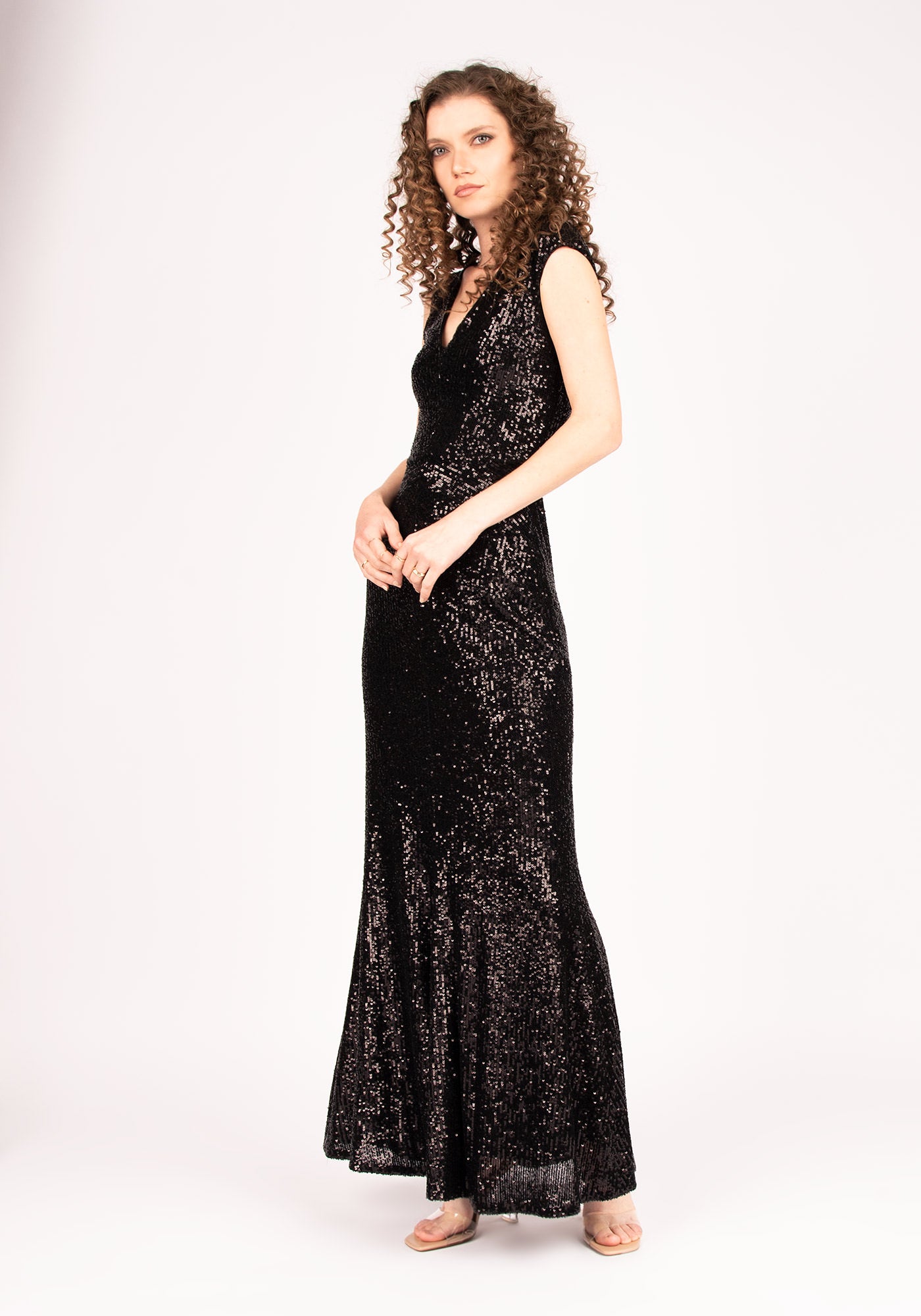 Sequin Embellishment Mermaid Gown in Black