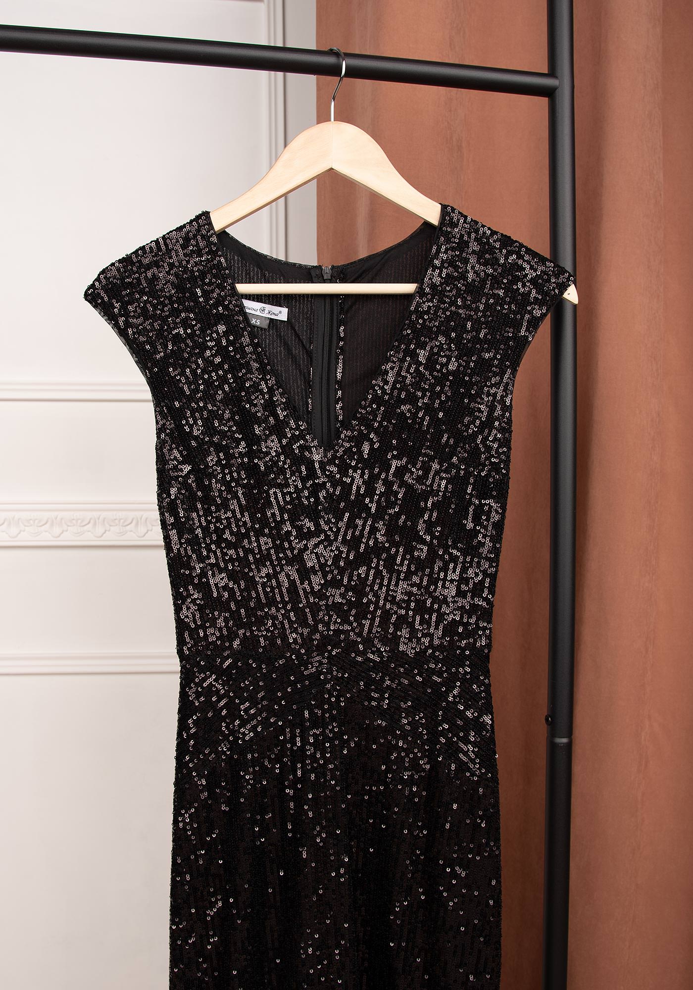 Sequin Embellishment Mermaid Gown in Black