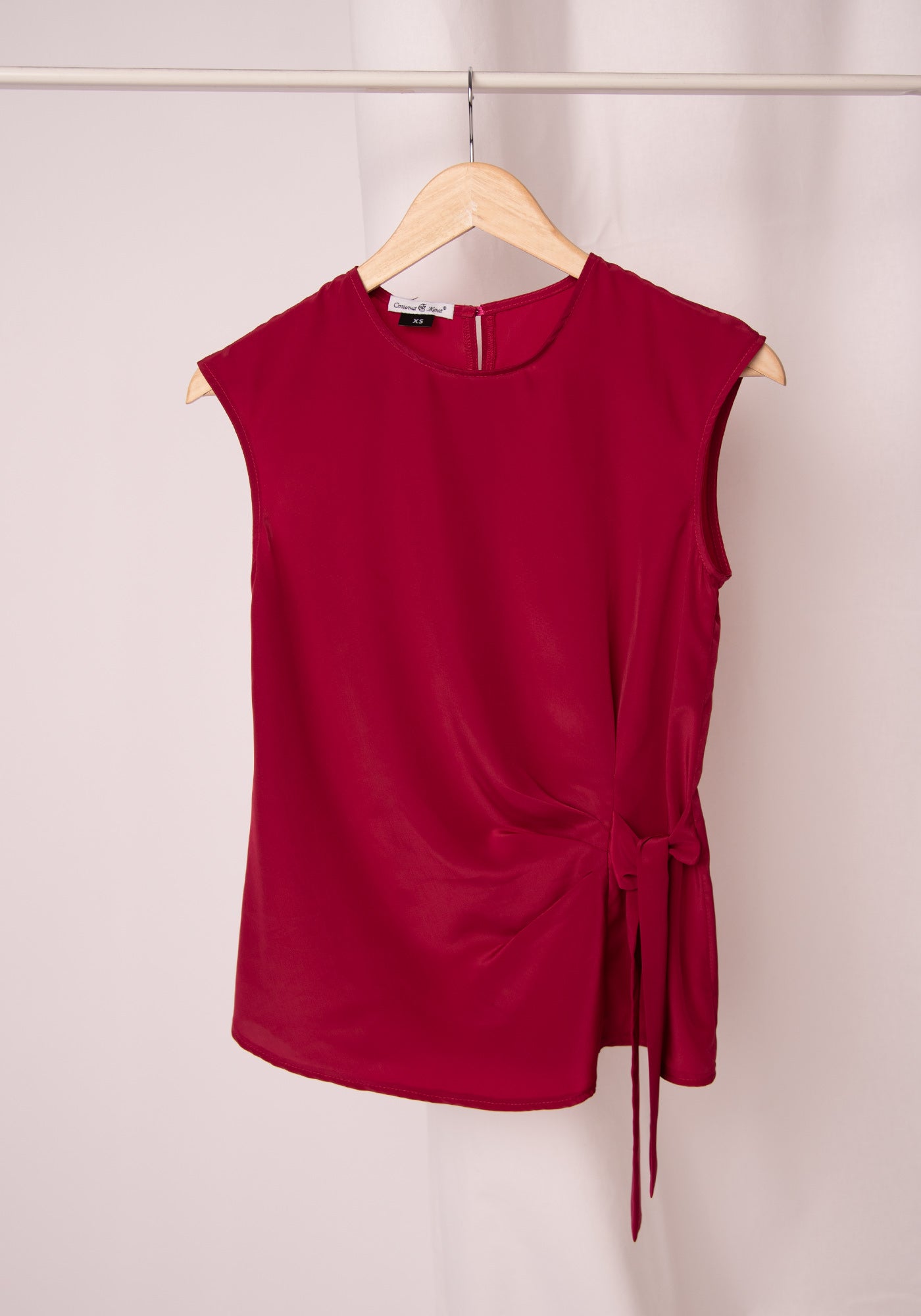 Asymmetrical Pleats Top in Magenta
