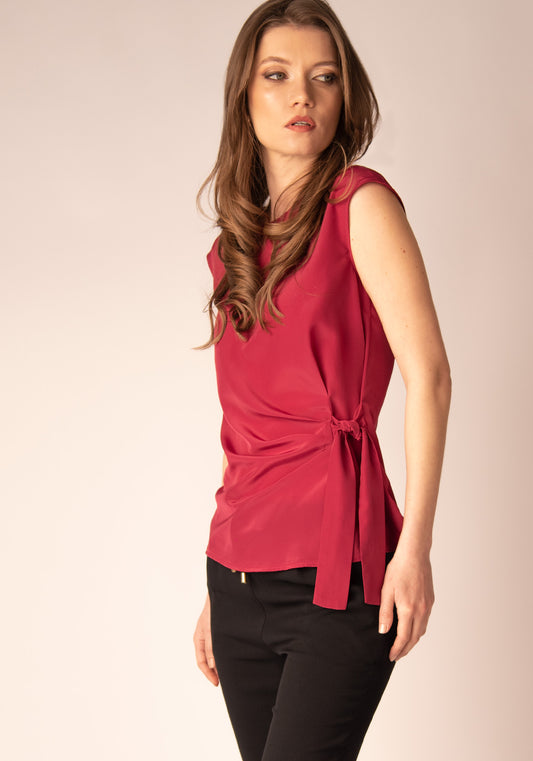 Асиметричен Топ с Панделка в Цикламено