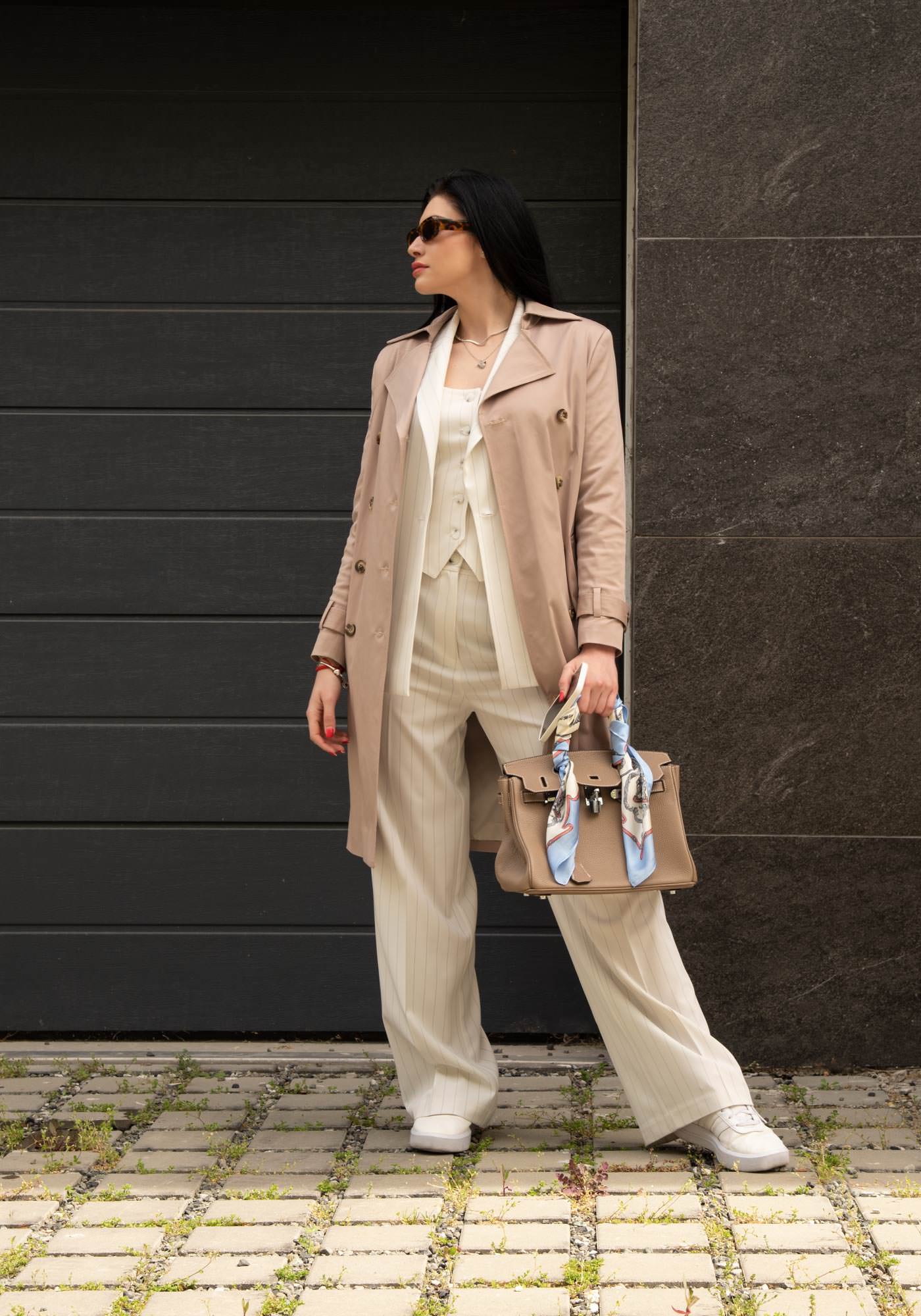 Women's Tailored Double breasted Trench coat in Beige