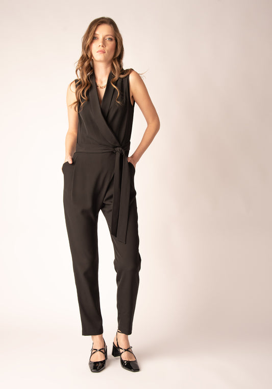 Women's Tuxedo Jumpsuit in Black