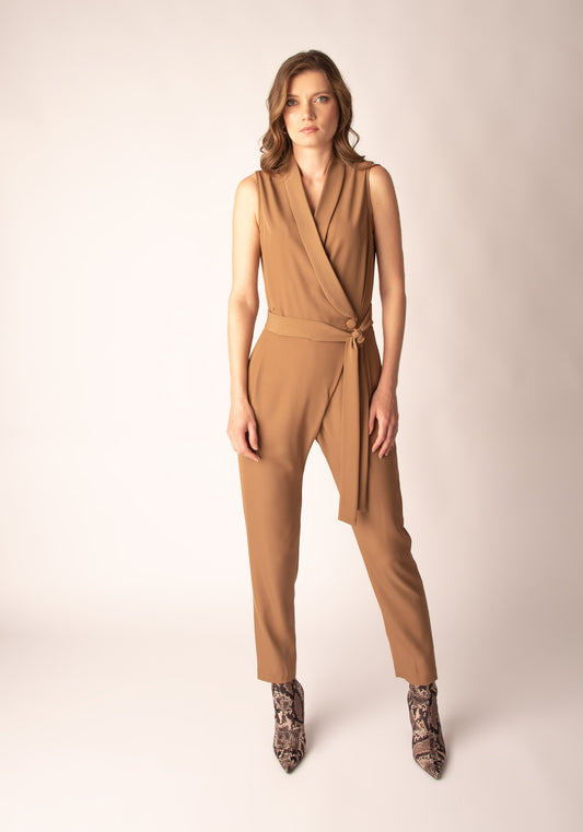 Women's Tuxedo Jumpsuit in Toffee