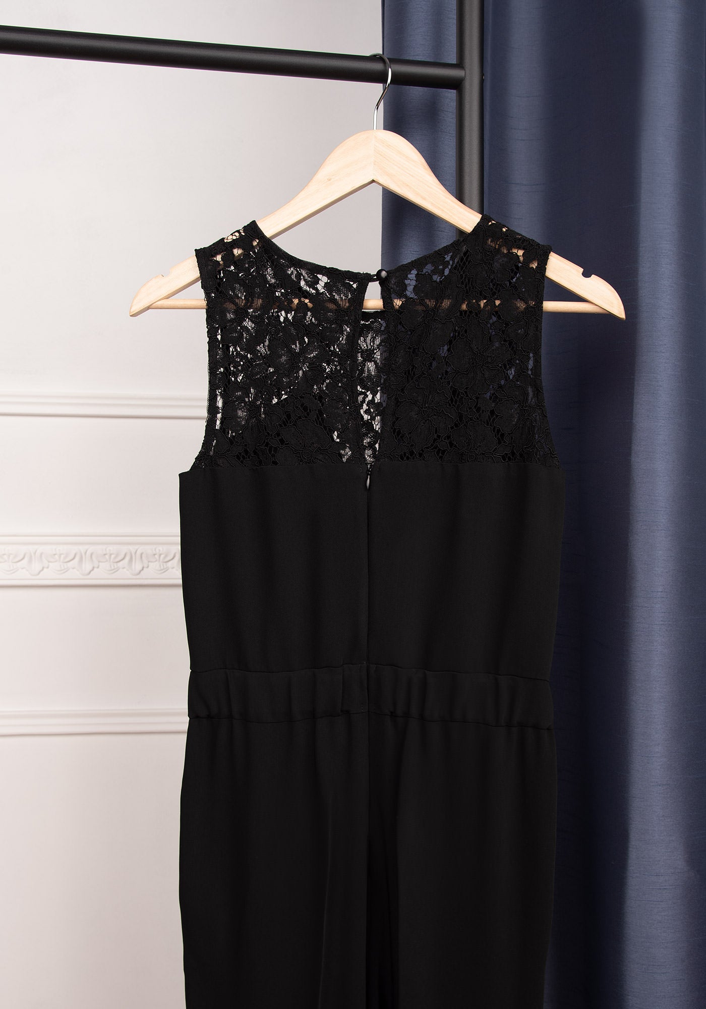 Women's Formal Jumpsuit with Lace Details in Black