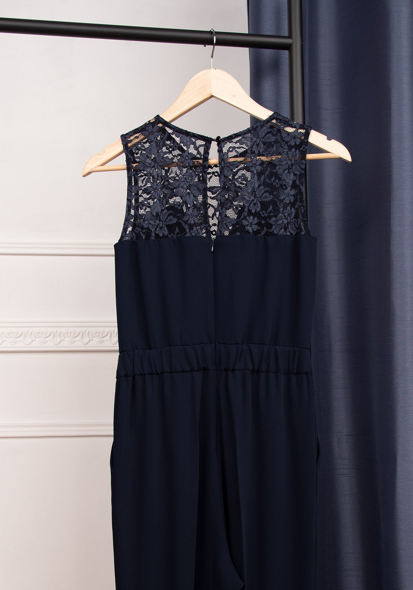 Women's Formal Jumpsuit with Lace Details in Navy