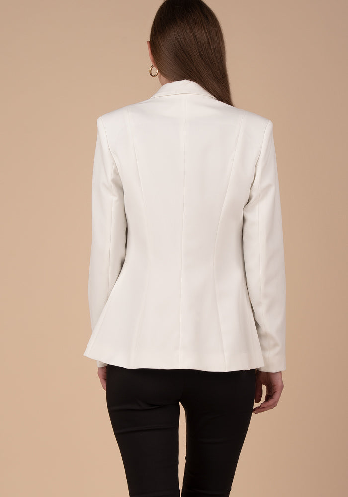 Women's Tailored Single breasted Blazer with Gold buttons in Ecru