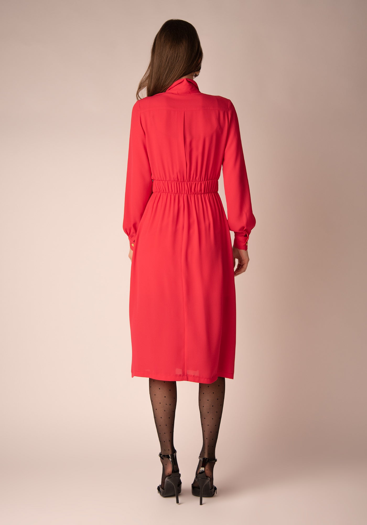 Midi Dress with Block pleats in Magenta pink