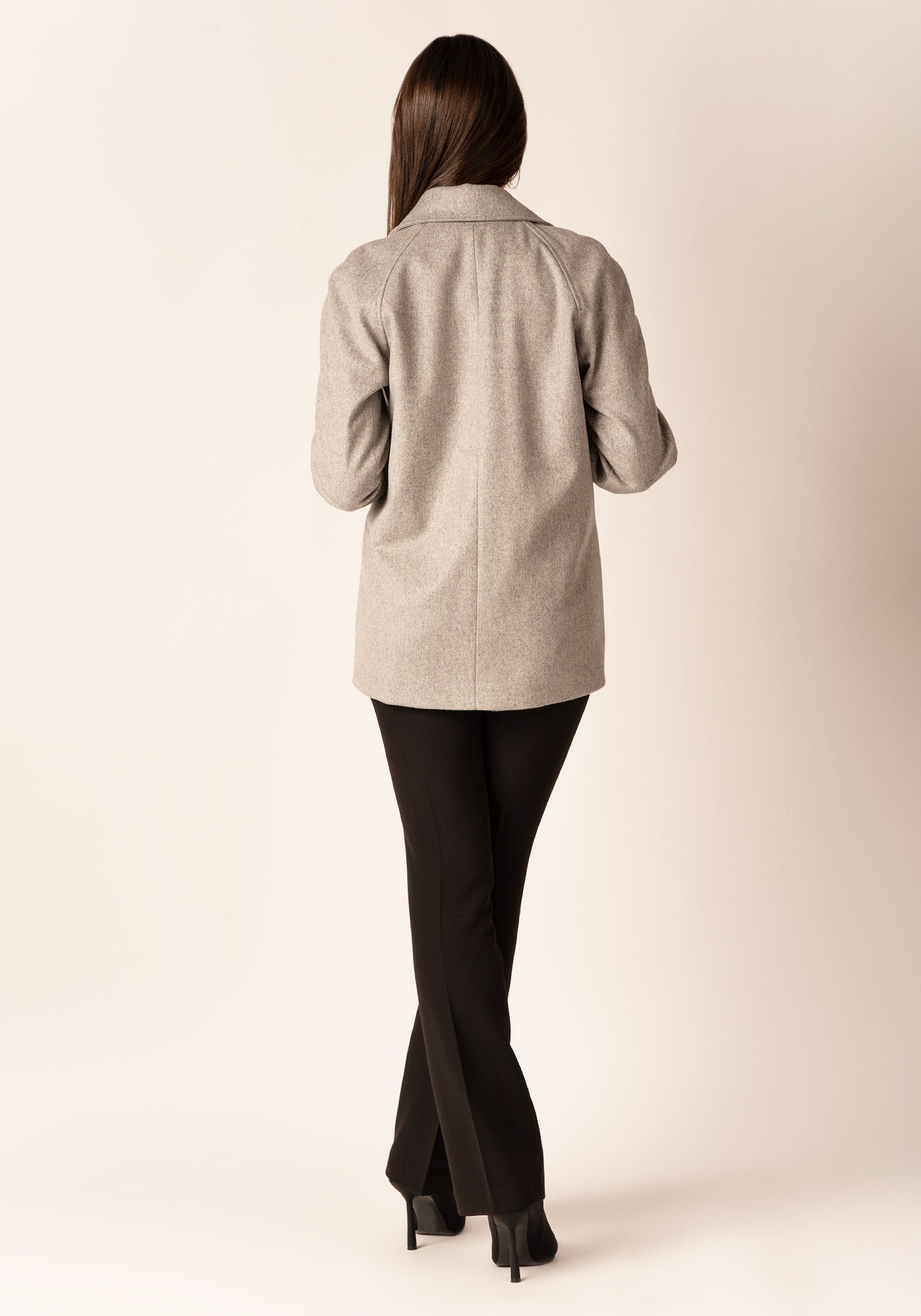 Women's Oversized Wool blend Coat in Mid Grey