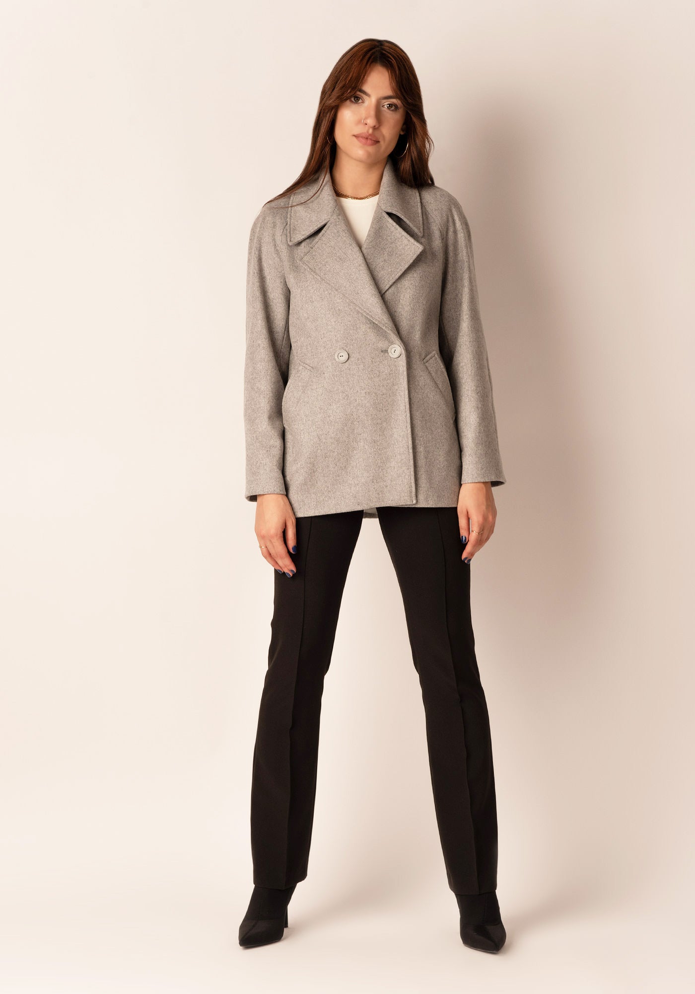 Women's Oversized Wool blend Coat in Mid Grey
