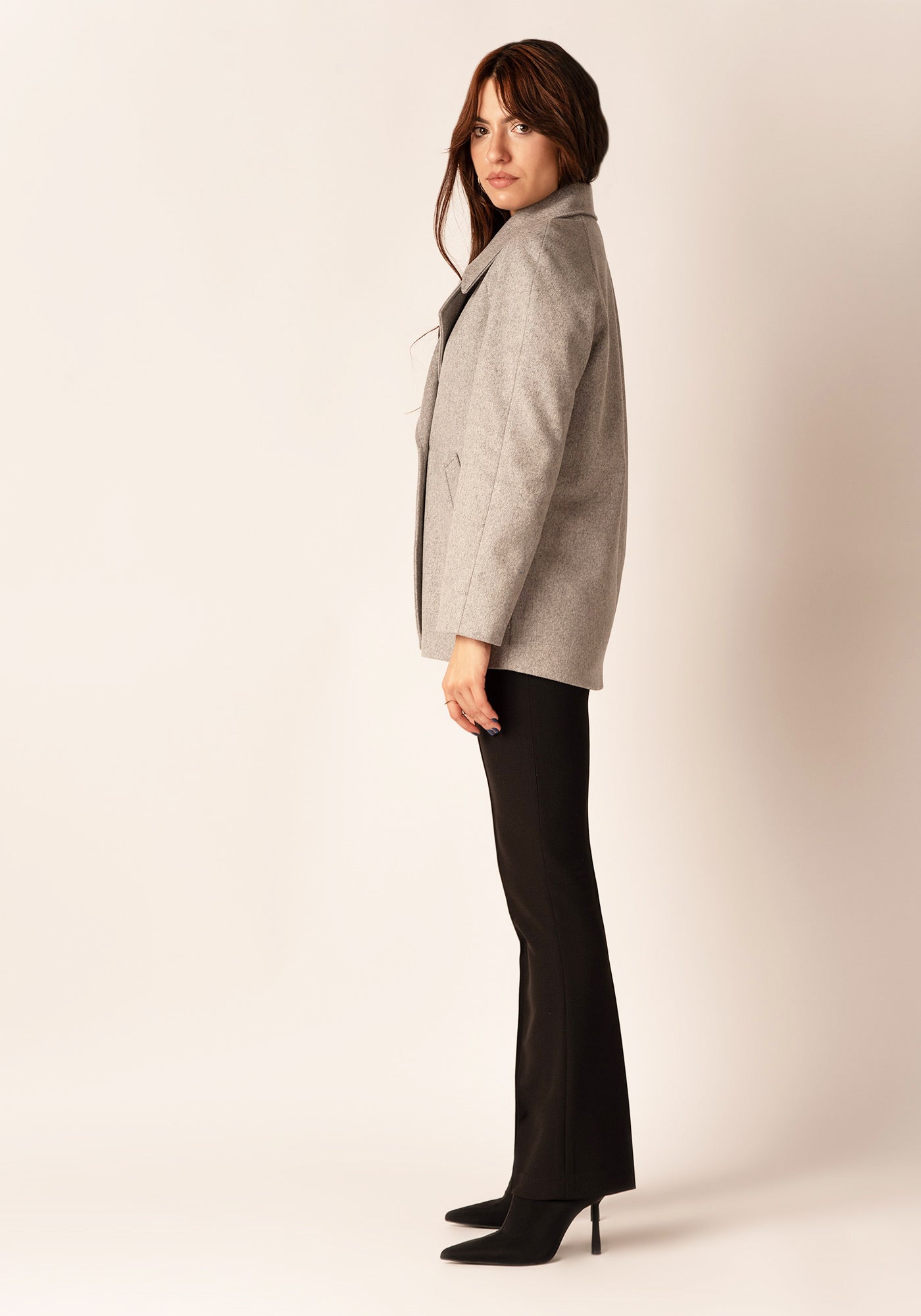 Women's Oversized Wool blend Coat in Mid Grey