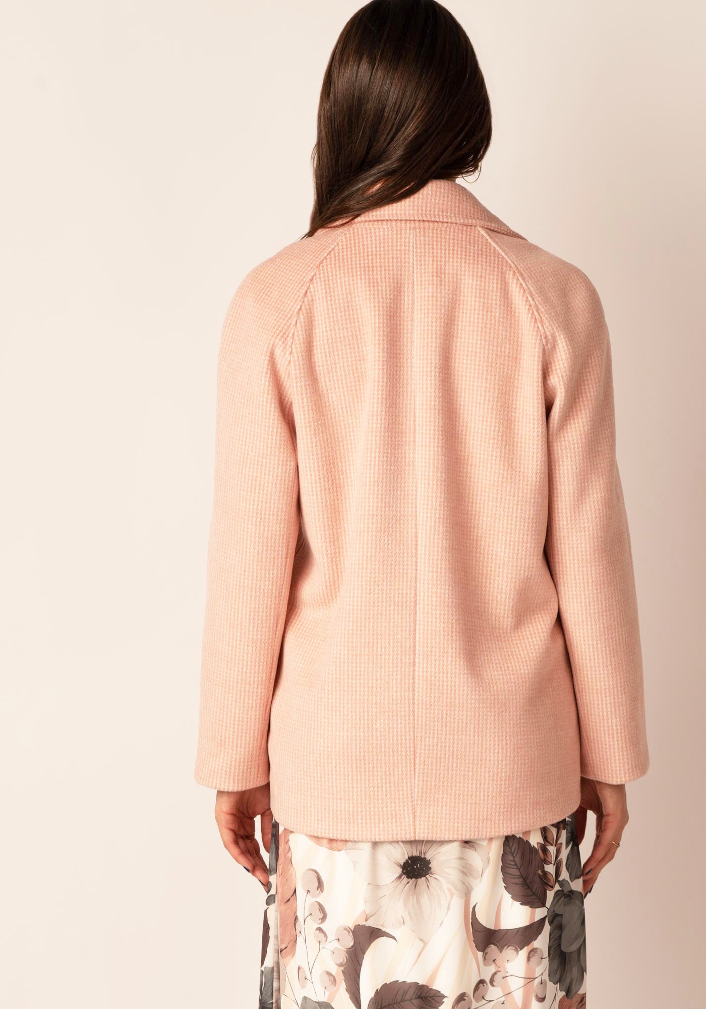 Women's Oversized Cashmere blend Coat in Pink houndstooth