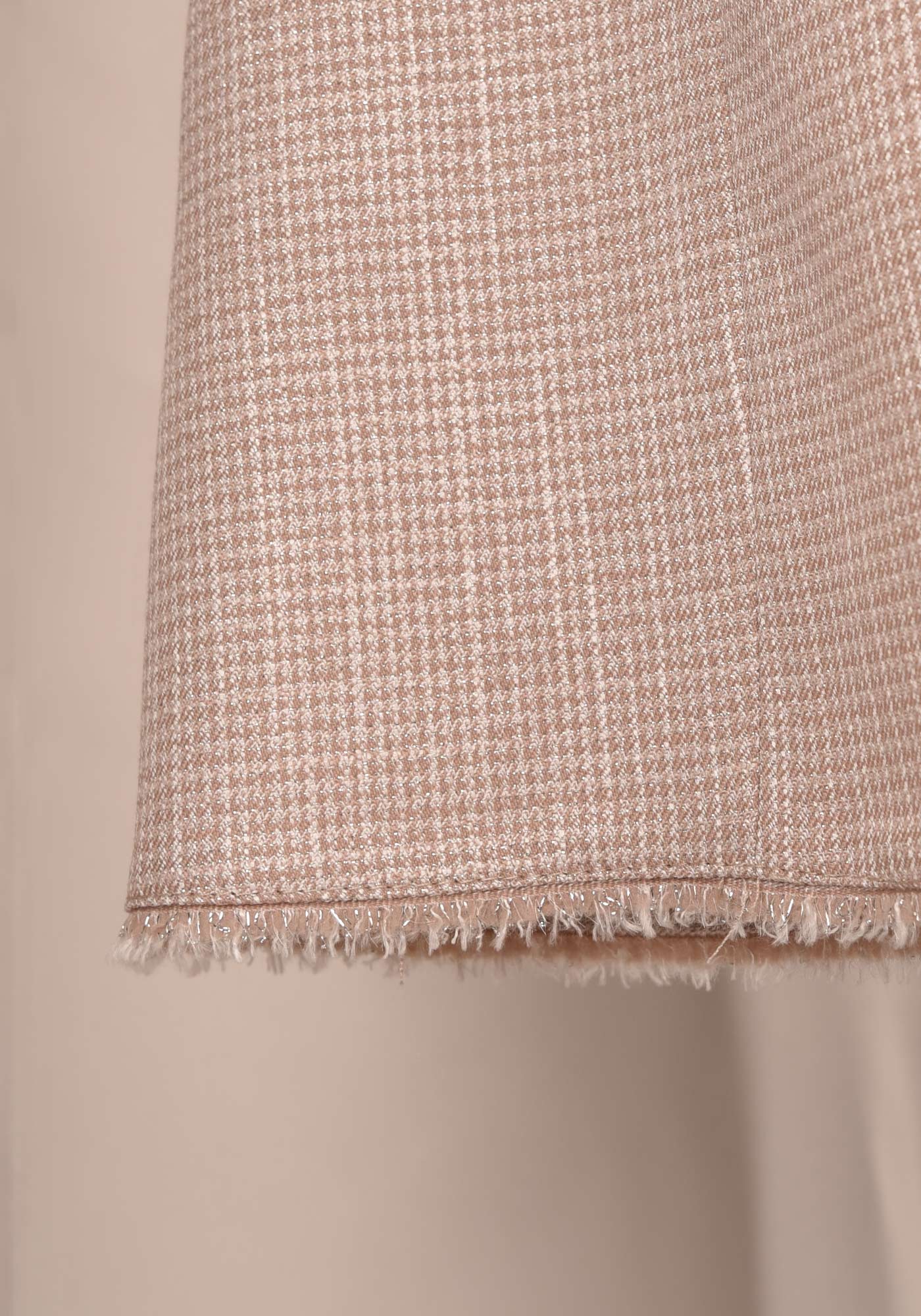 Дамски Кроп Топ с Ресни от Сребристо- бежов Пепит