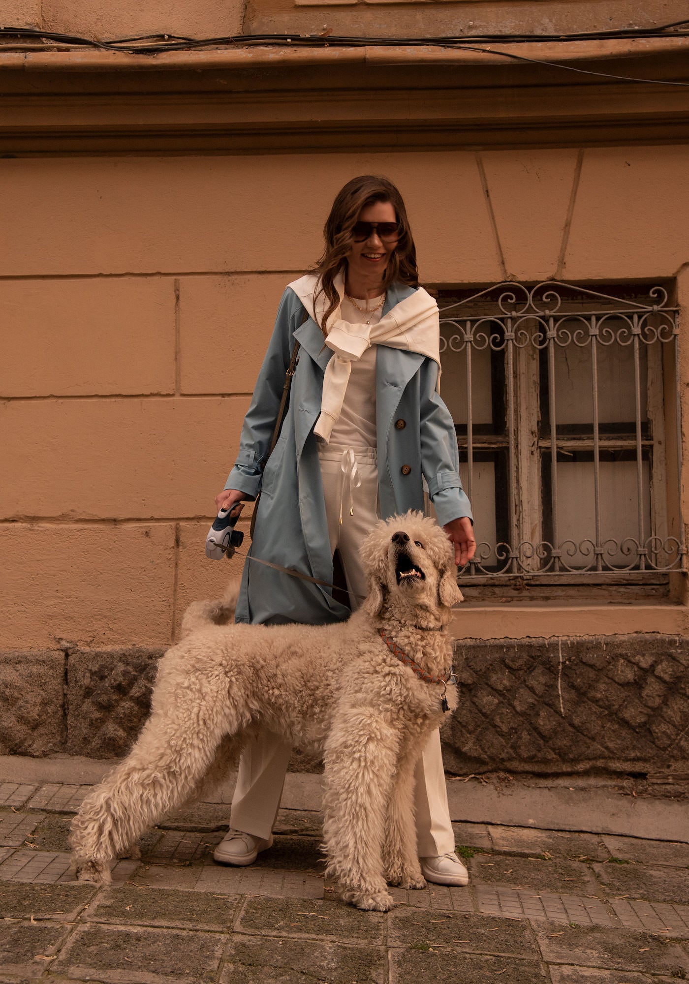 Lightweight Women's Oversized Trench Coat in Light blue