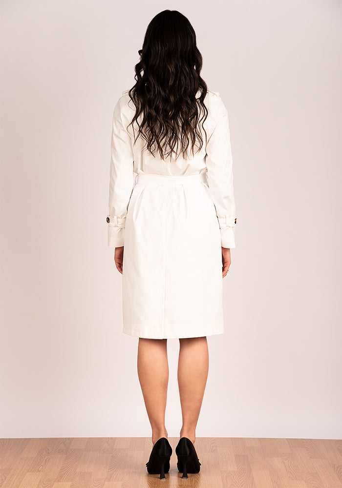 Lightweight Women's Oversized Trench Coat in Ecru