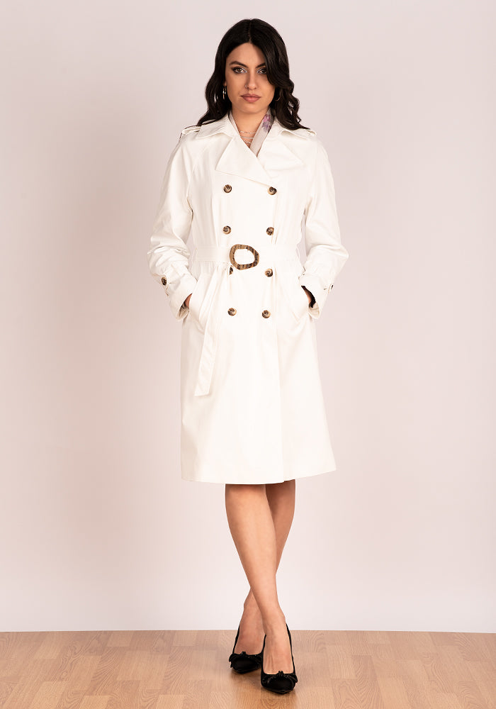 Lightweight Women's Oversized Trench Coat in Ecru – Стилна Жена