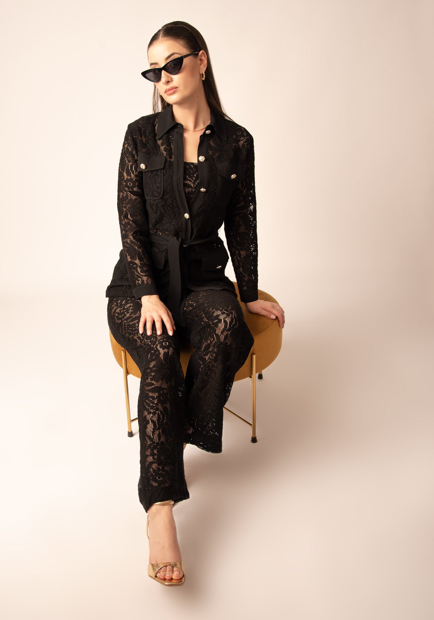 Women's High Waisted Lace Pant in Black