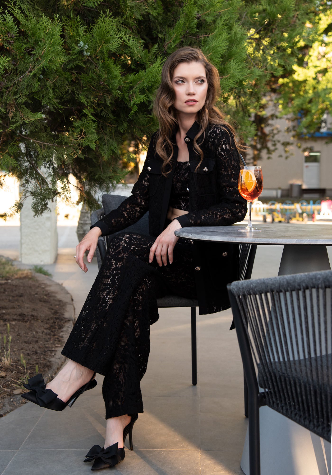 Women's High Waisted Lace Pant in Black