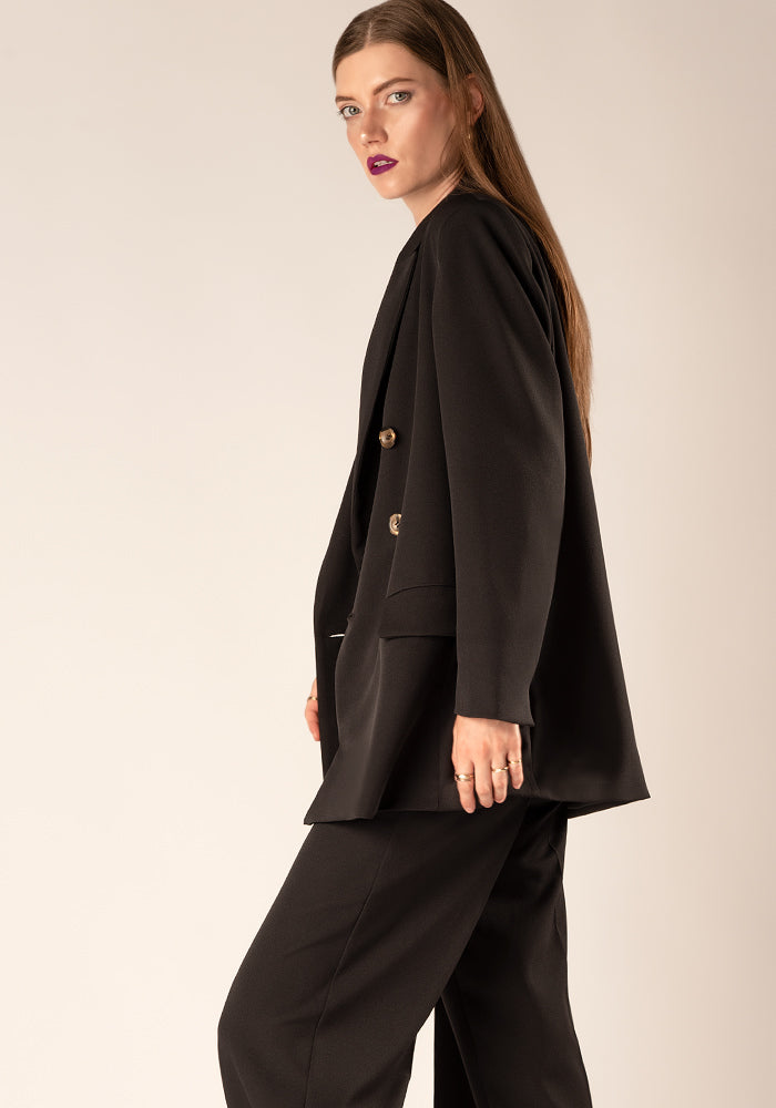 Women's Double breasted Oversized Blazer in Black
