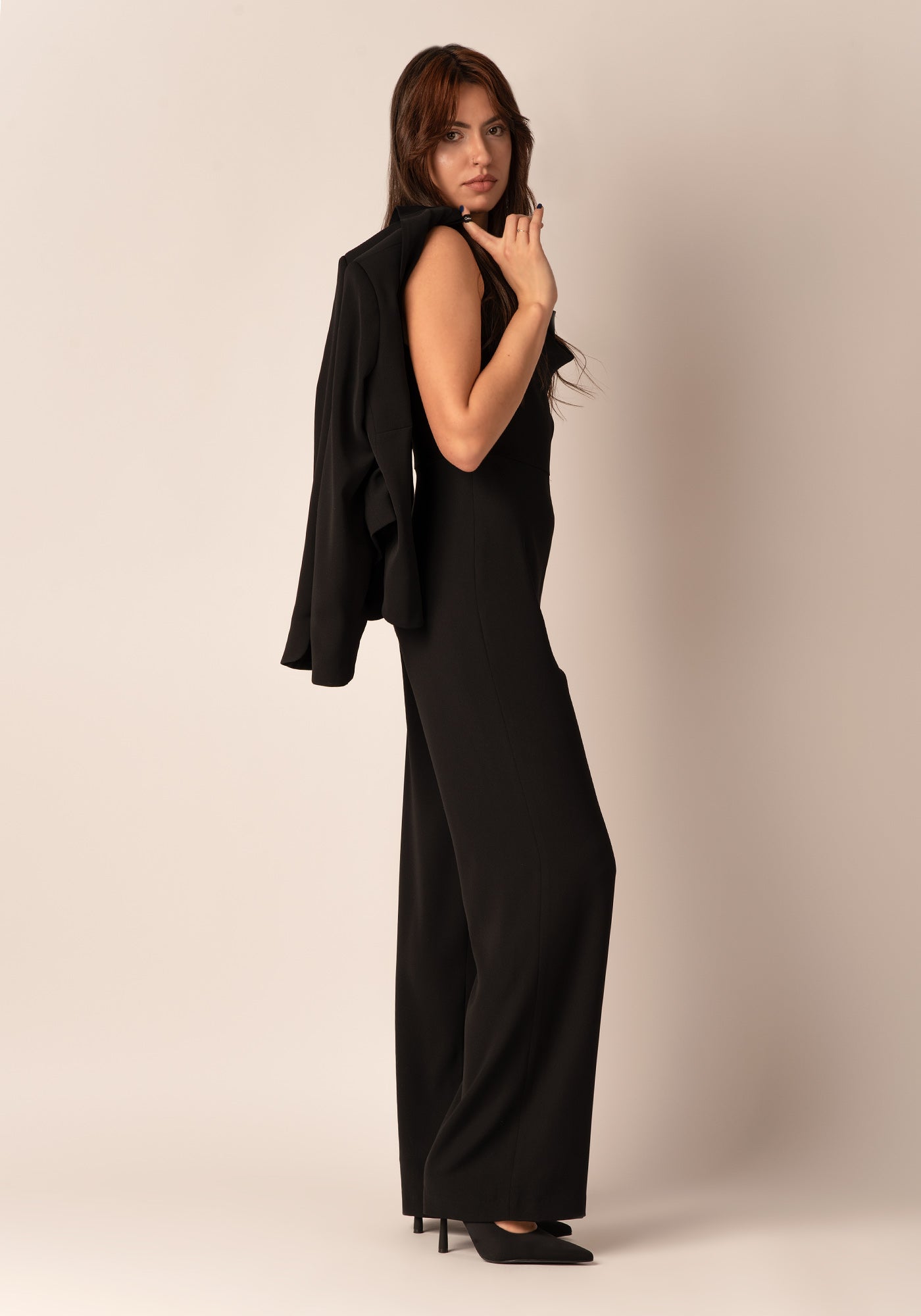 Women's Cowl neck Wide leg Jumpsuit in Black