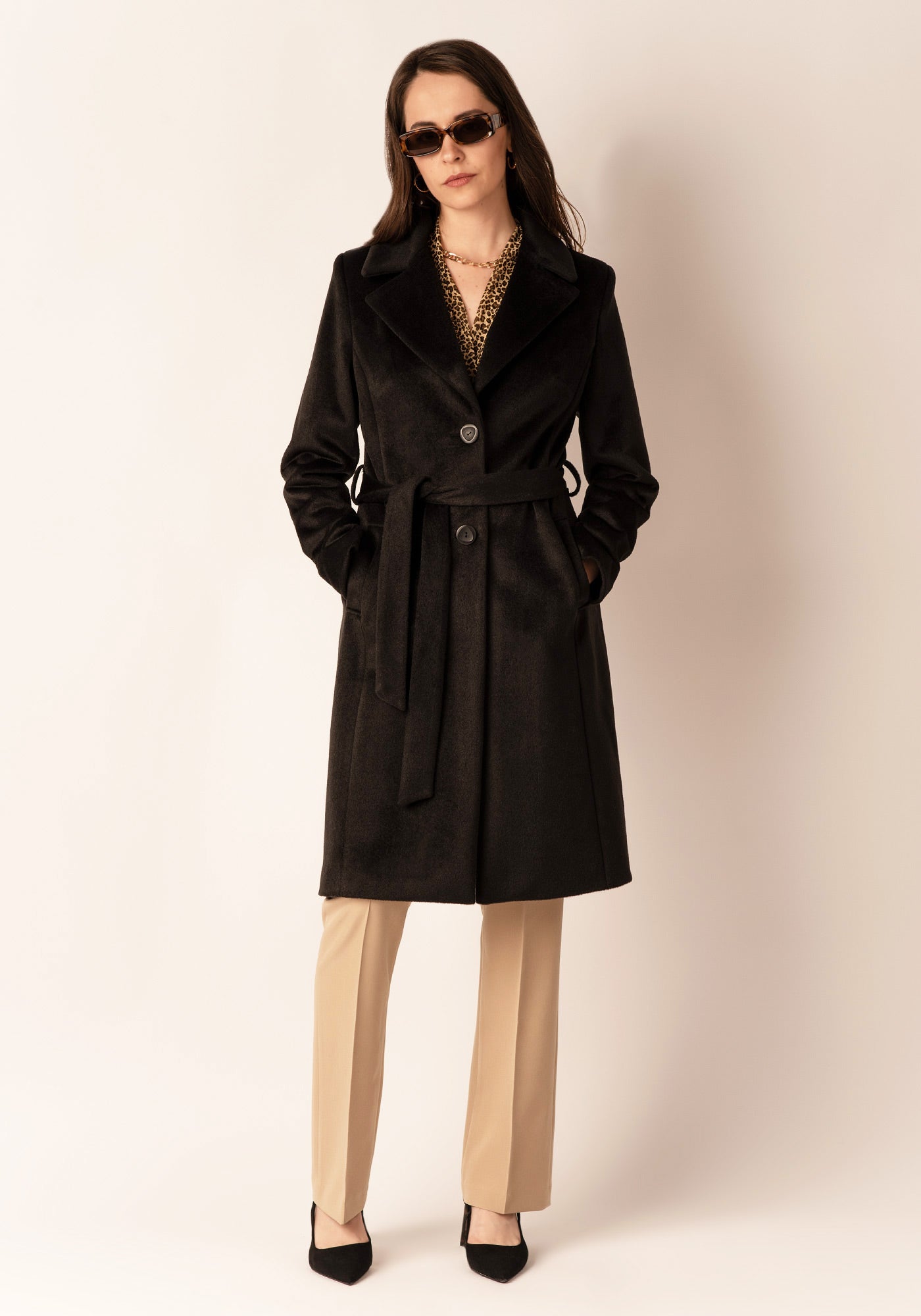 Women's Tailored Cashmere blend Coat in Black