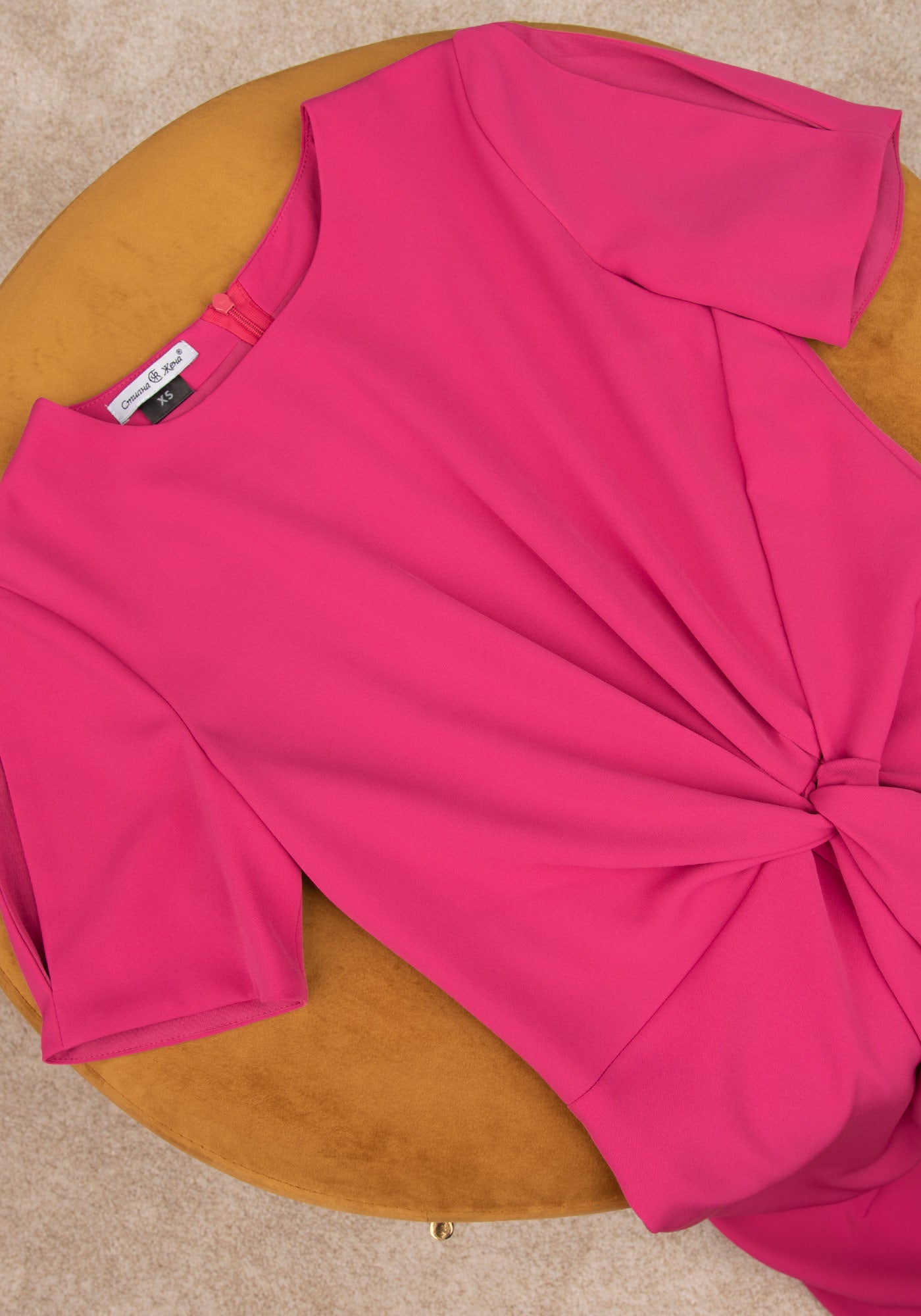 Elegant Twisted Front Occasion Dress in Magenta