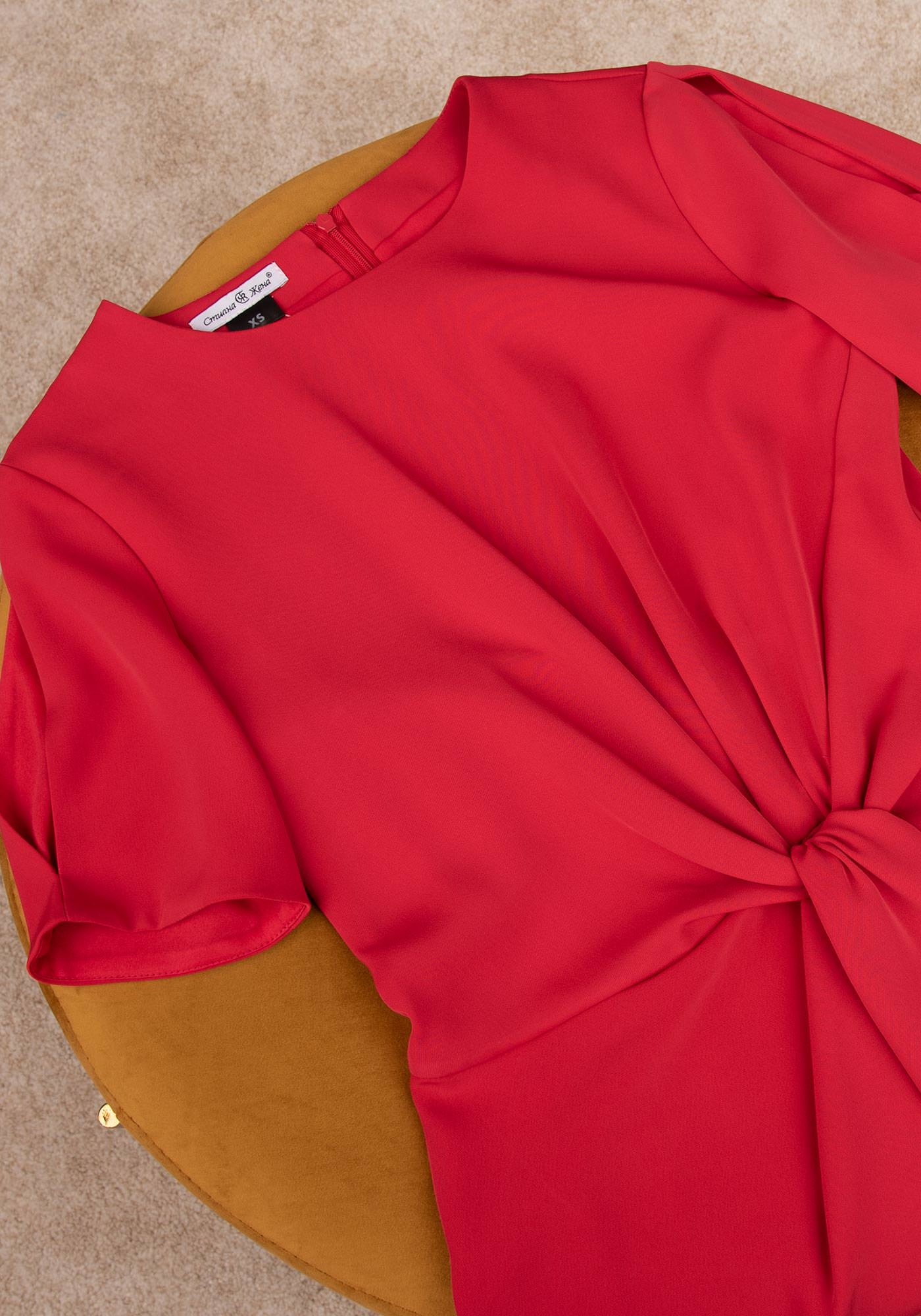 Elegant Twisted Front Occasion Dress in Scarlet