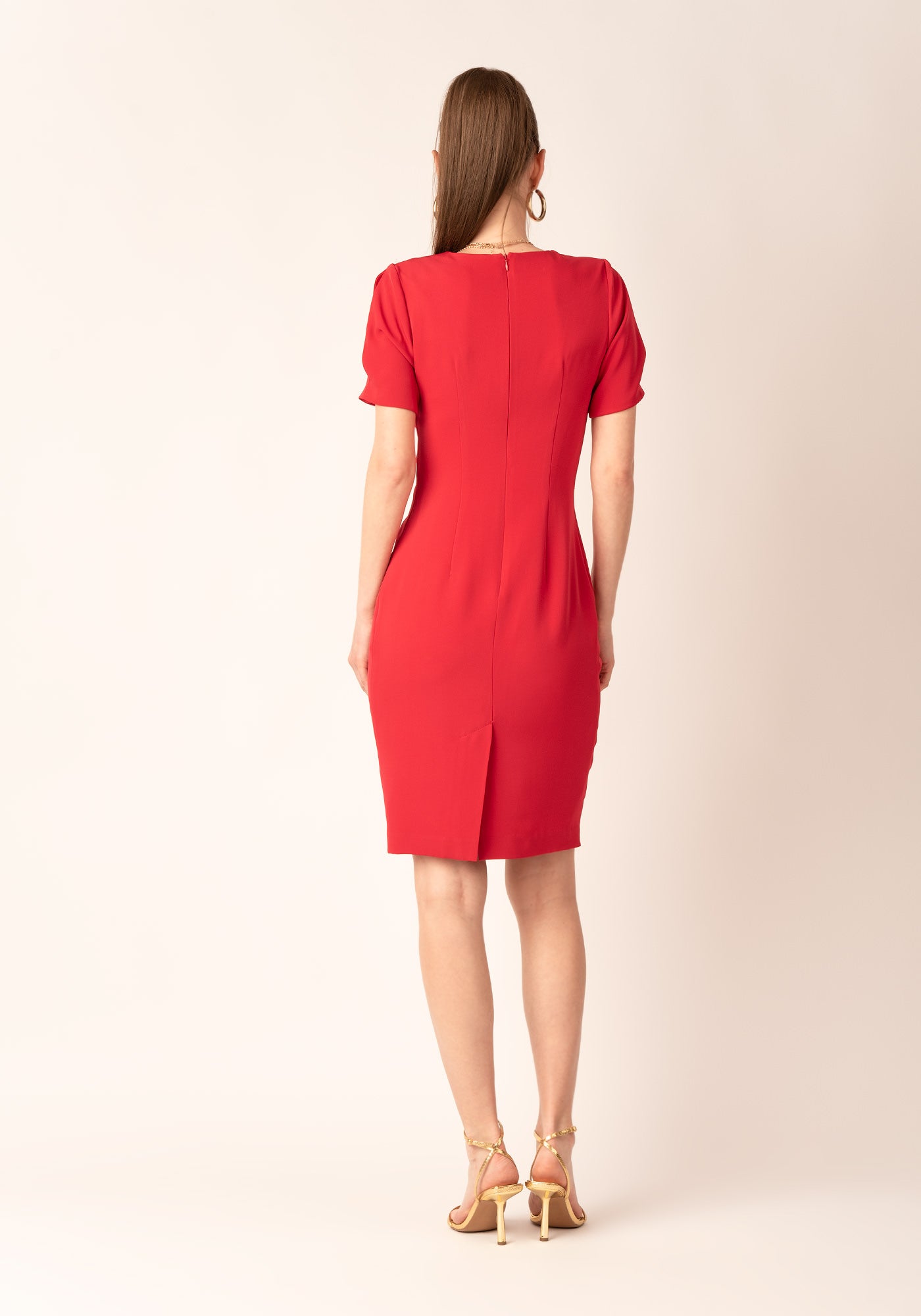 Elegant Twisted Front Occasion Dress in Scarlet
