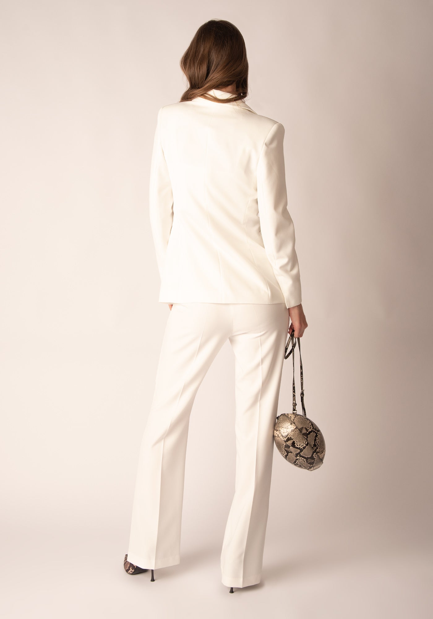 Разкроен Дамски Панталон с Широк колан в Екрю