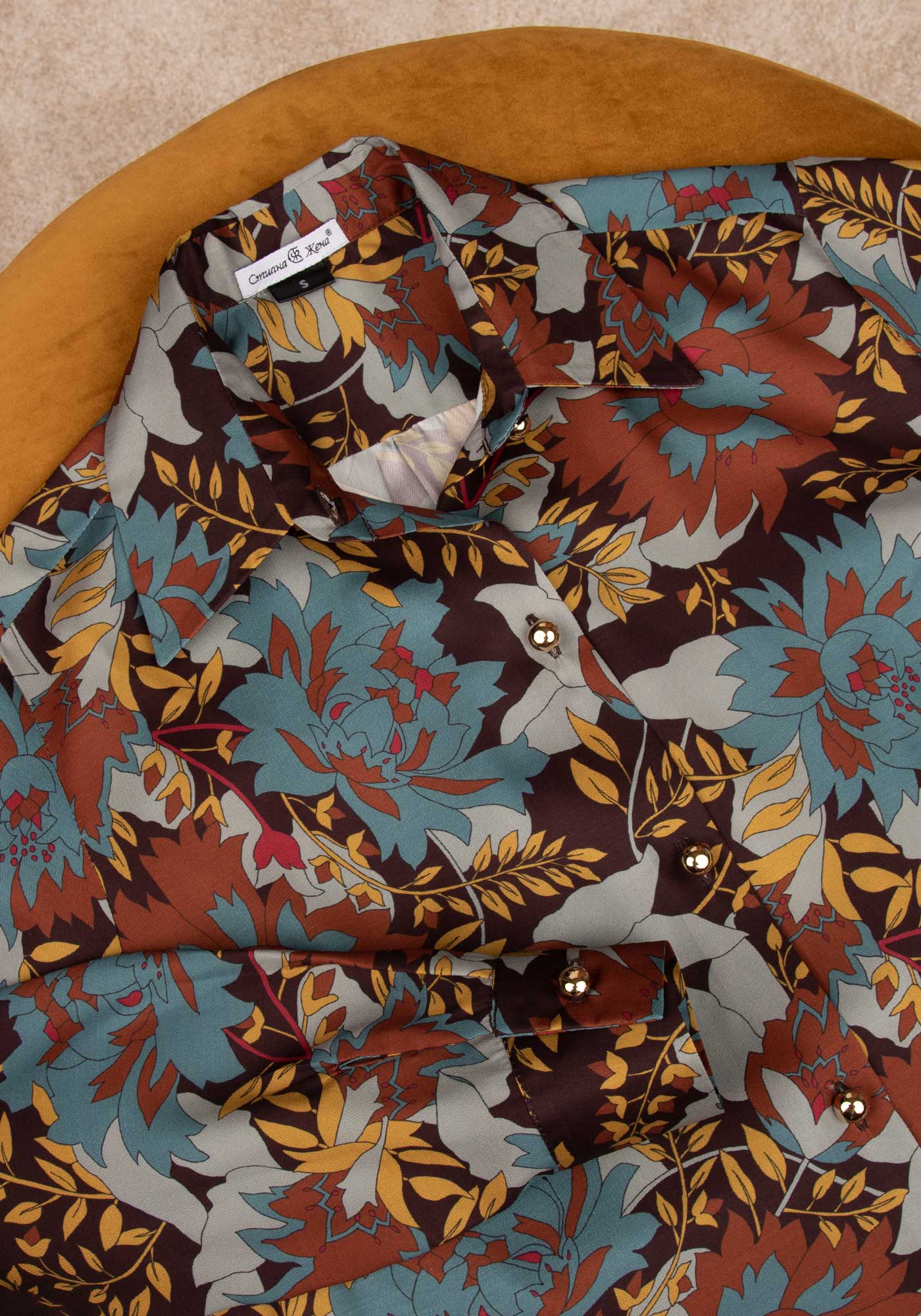 Women's Relaxed Button up Shirt in Floral Satin