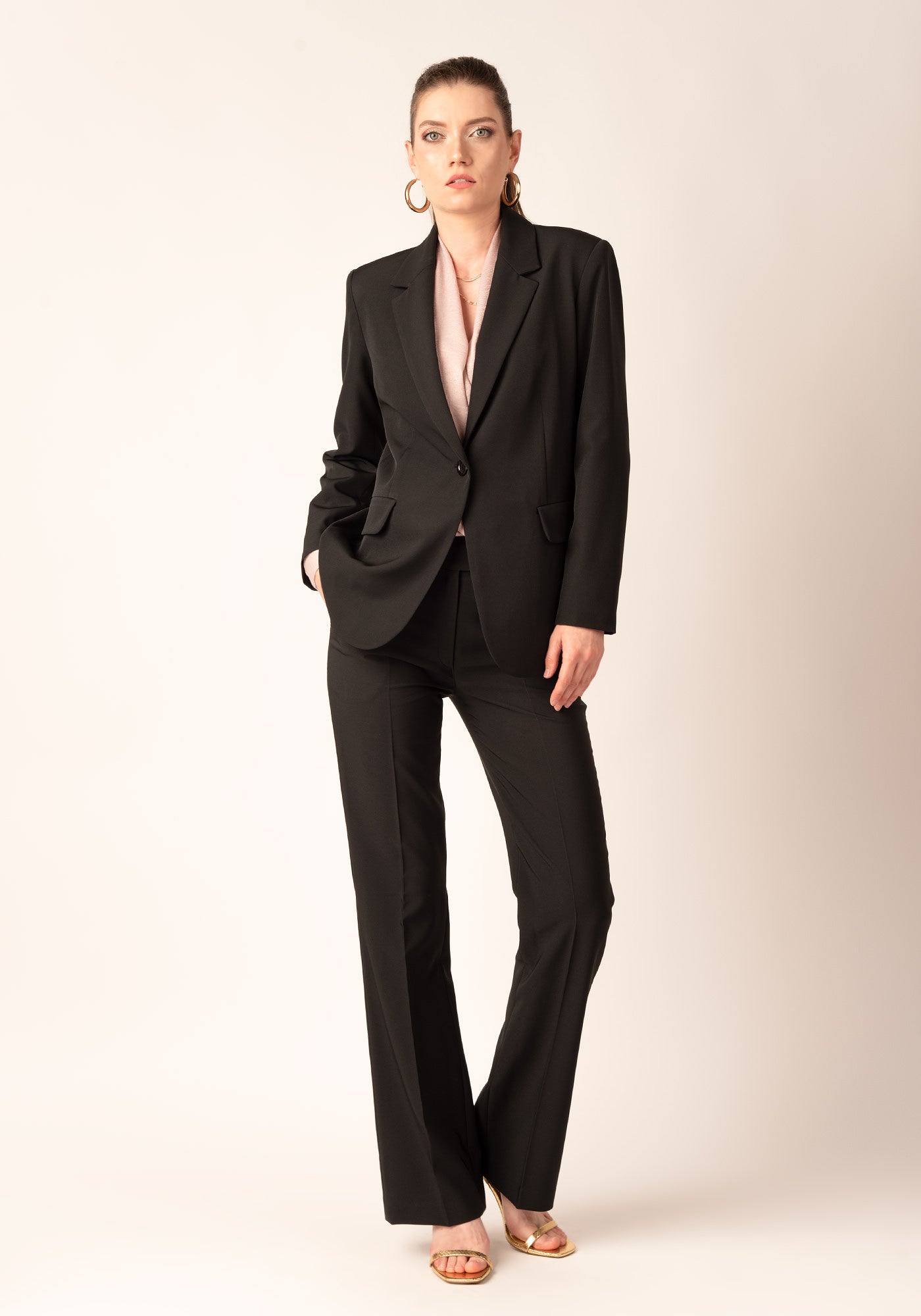 Single Breasted Oversized Women's Blazer in Black