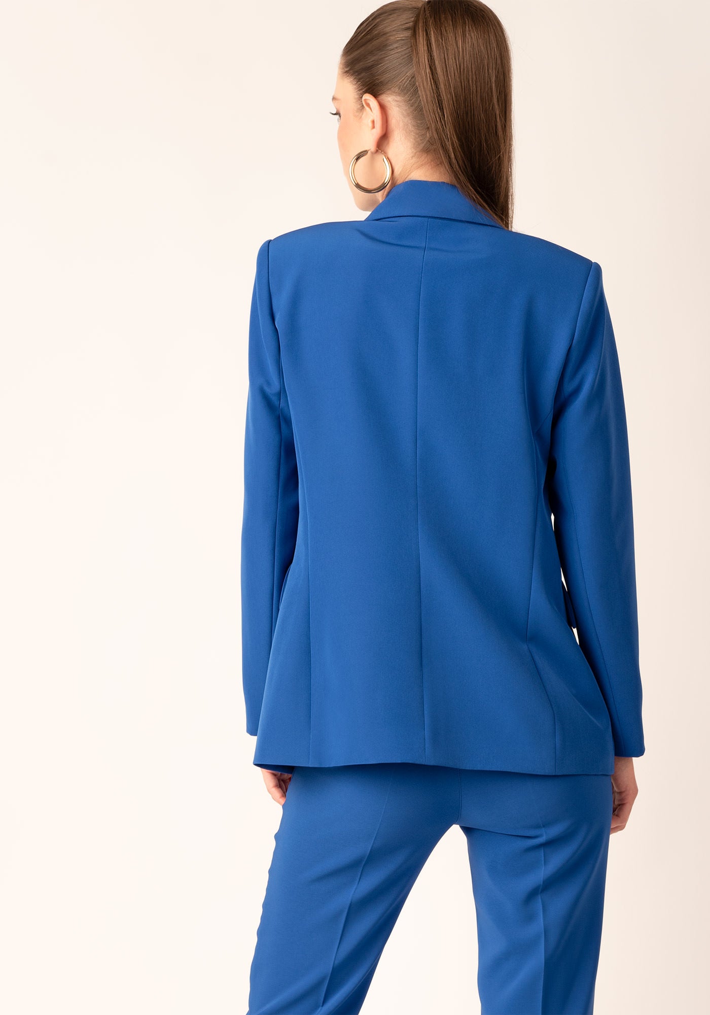 Single Breasted Oversized Women's Blazer in Indigo blue