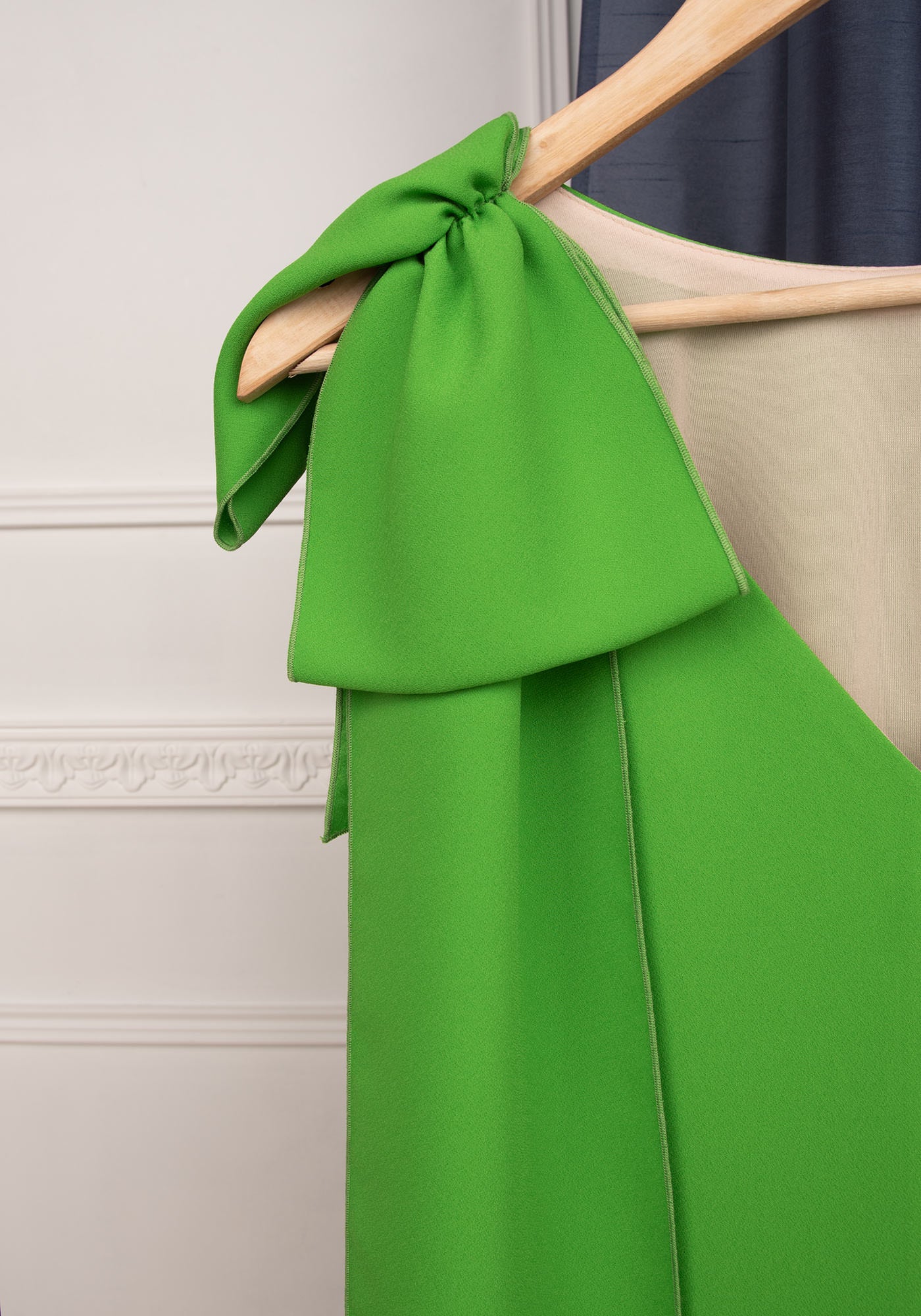 Мини Рокля с Панделка в Зелен цвят