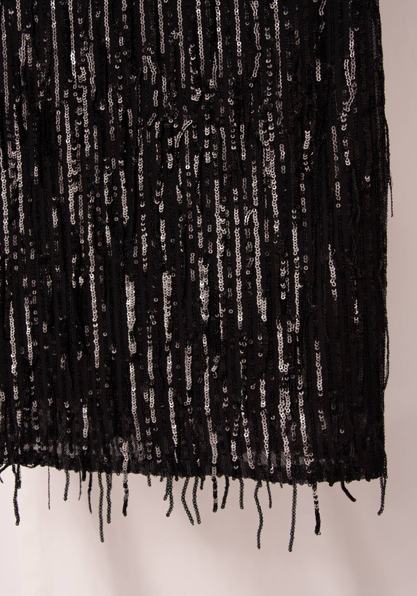 Sequin Fringe Mini Dress in Black
