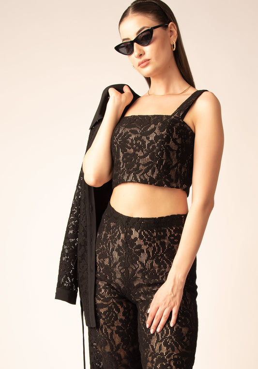 Women's Lace Bustier - Top in Black