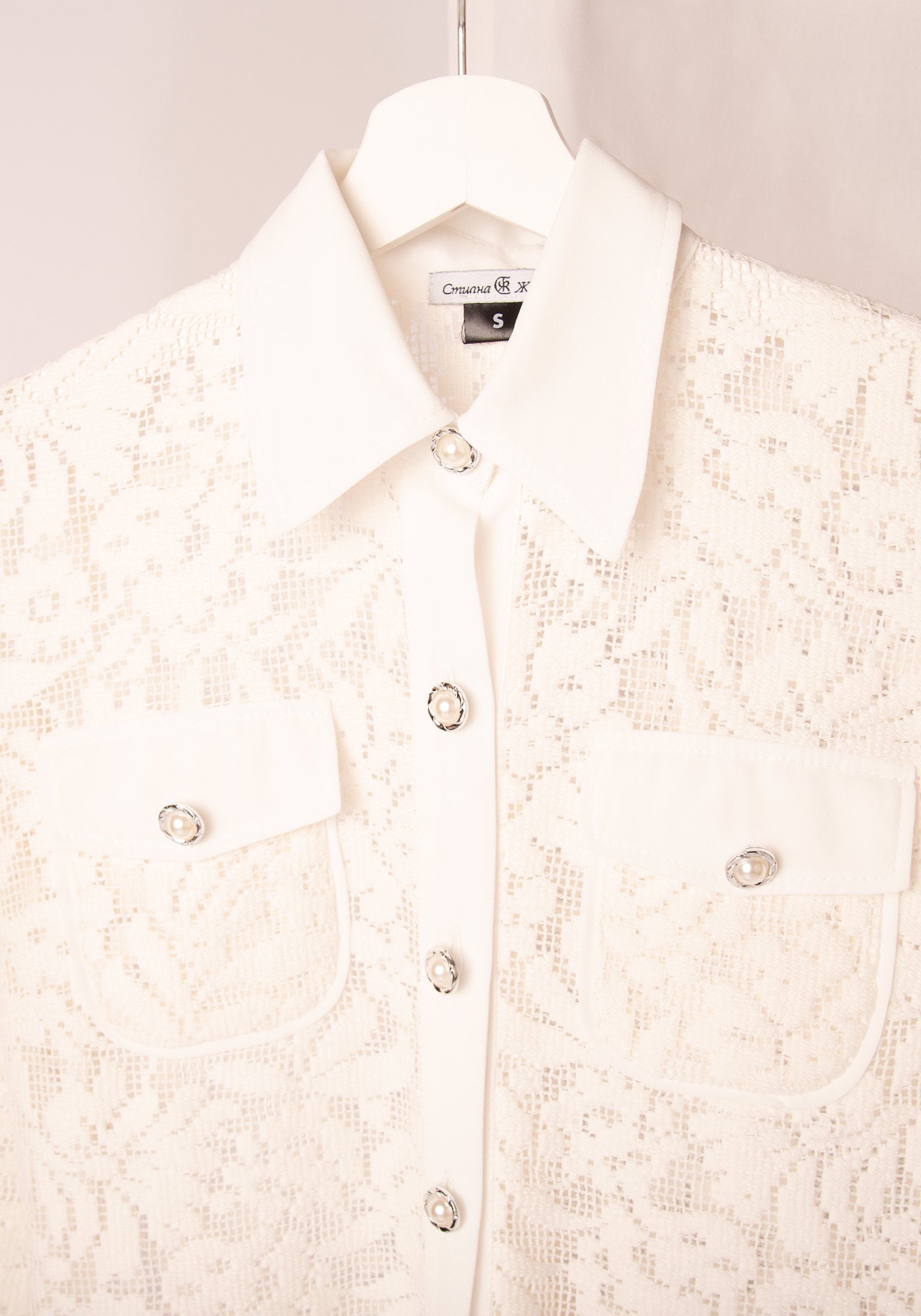 Women's Belted Lace Jacket in Ecru