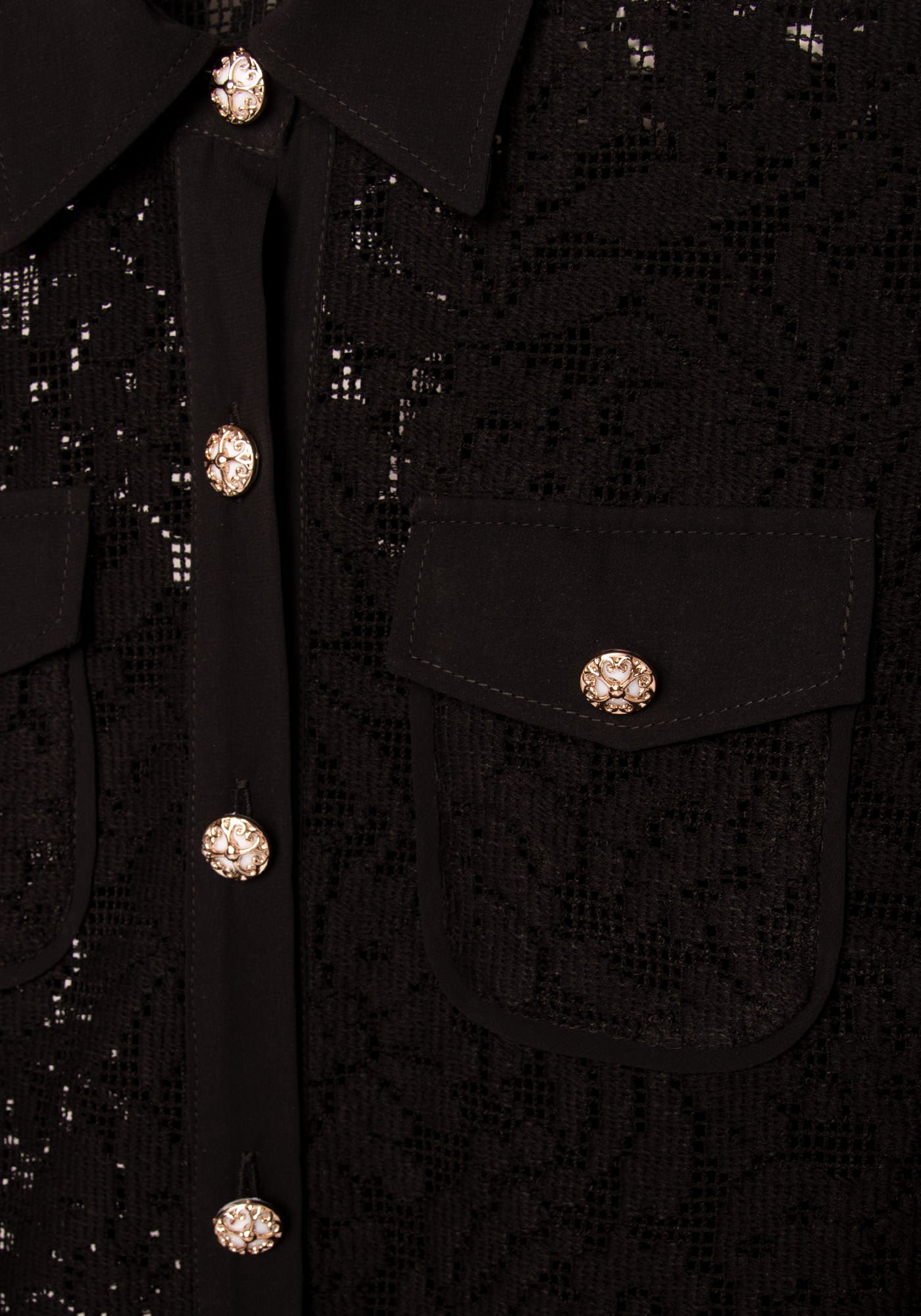 Women's Belted Lace Jacket in Black