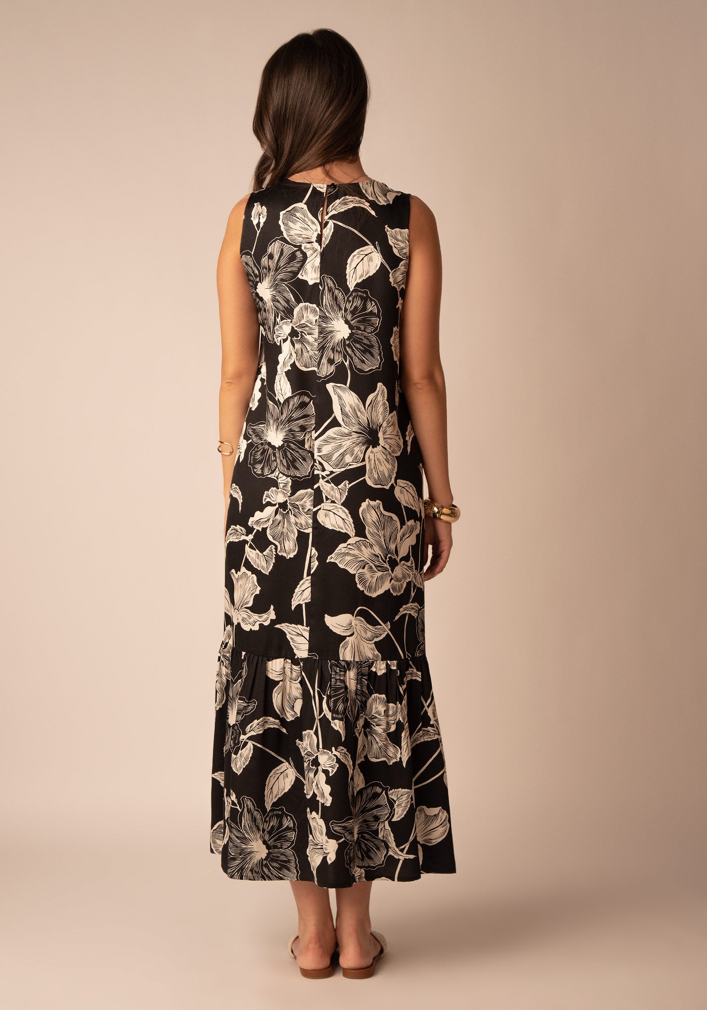 Women's Maxi Summer Dress in Floral black