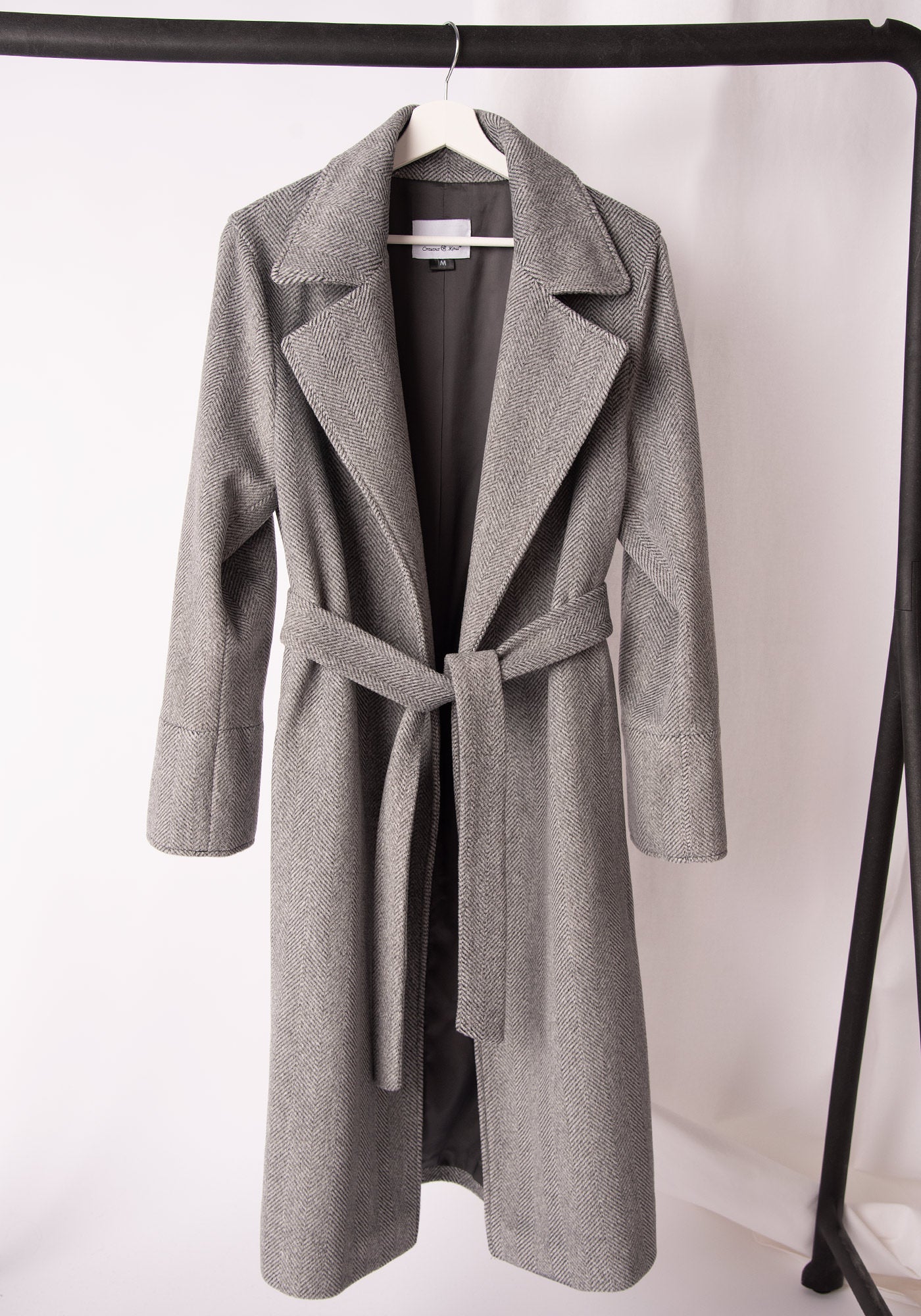 Дълго Дамско Палто със съдържание на Вълна в Сиво