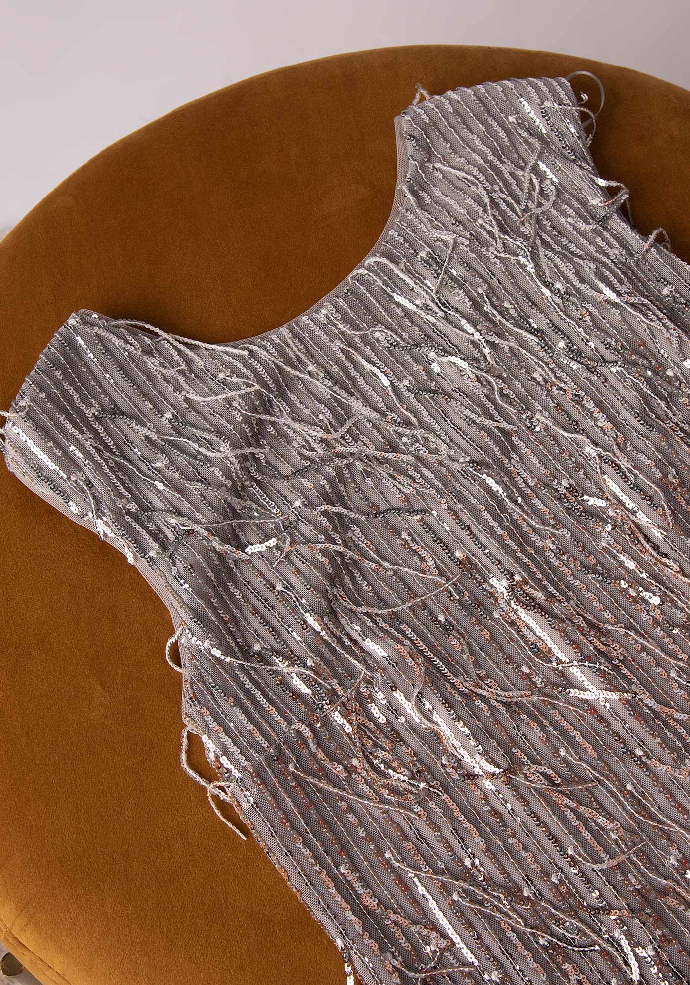 Sequin Fringe Top in Silver