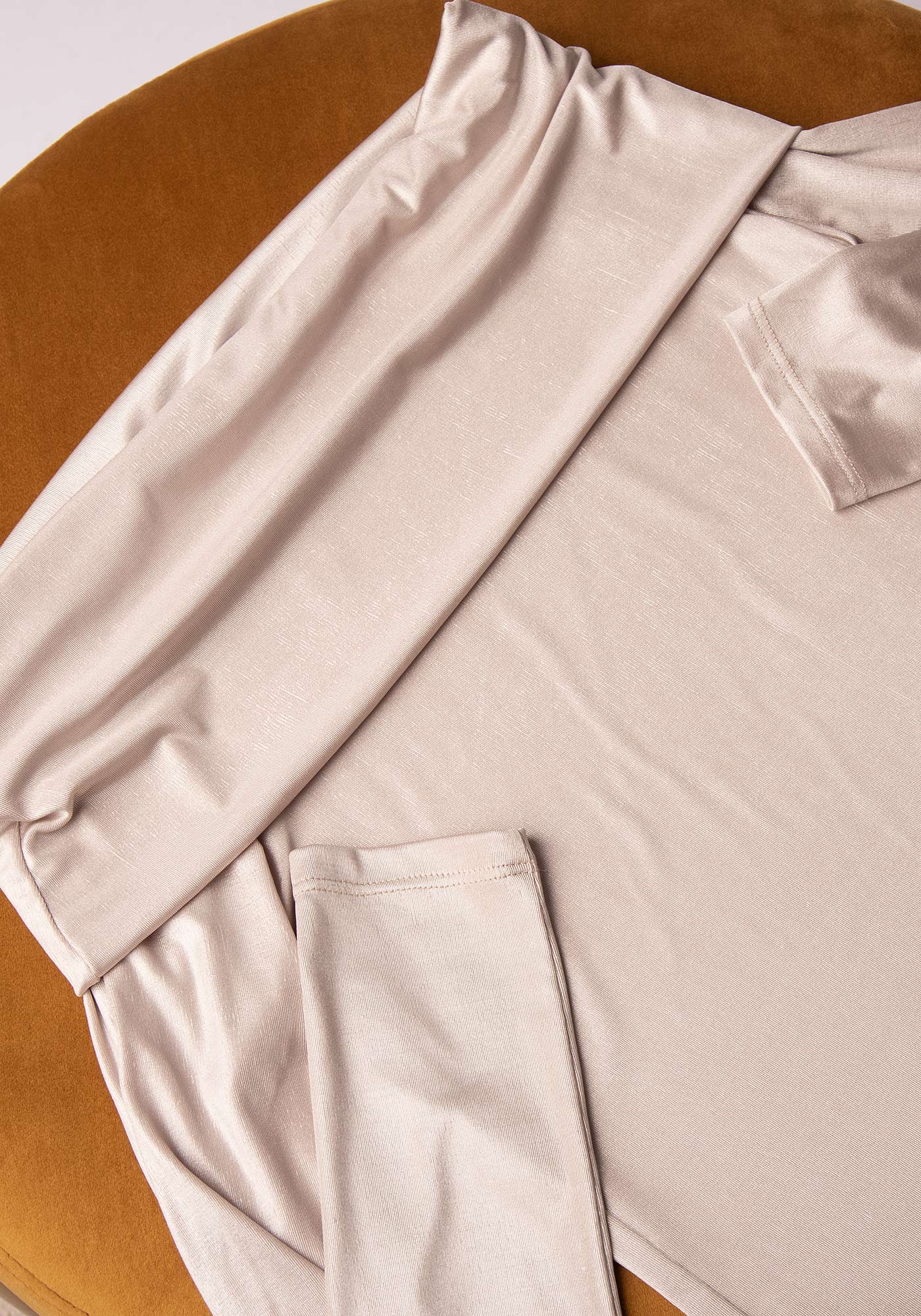 Women's Shawl Collar Jersey Top in Oat