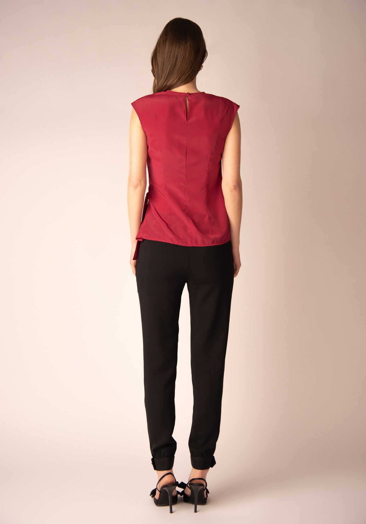 Asymmetrical Pleats Top in Magenta