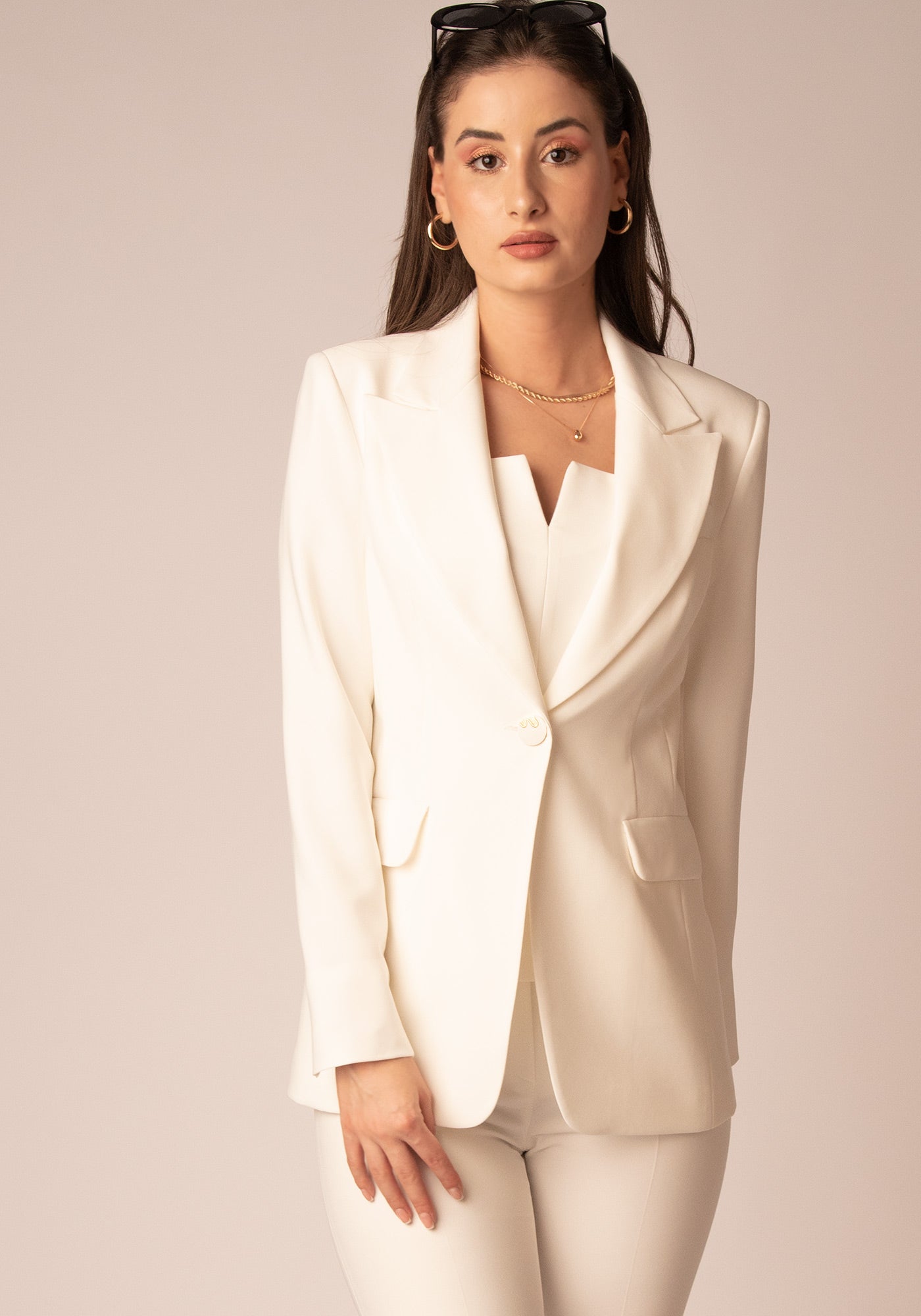 Women's Tailored Blazer in Ecru