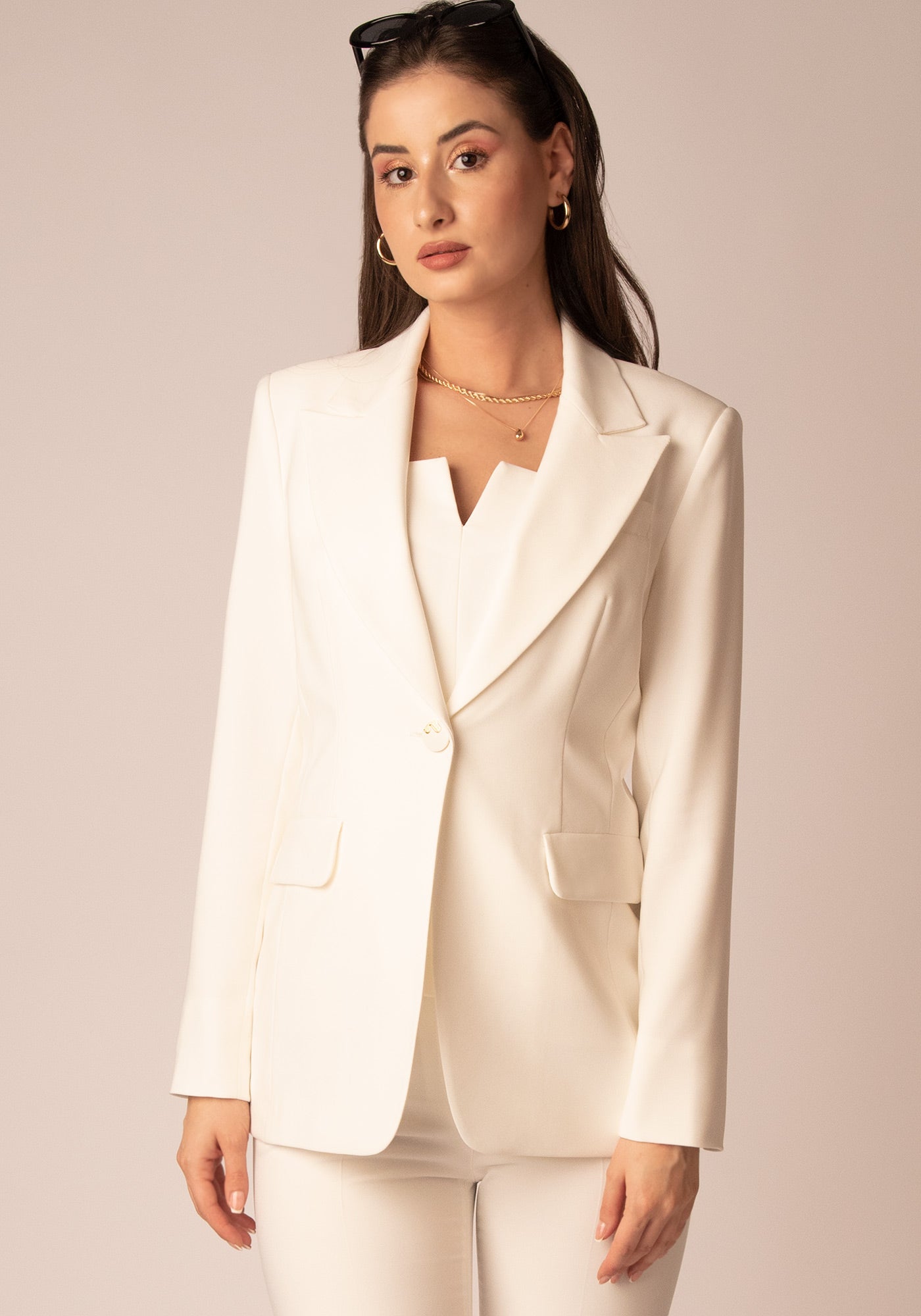 Women's Tailored Blazer in Ecru