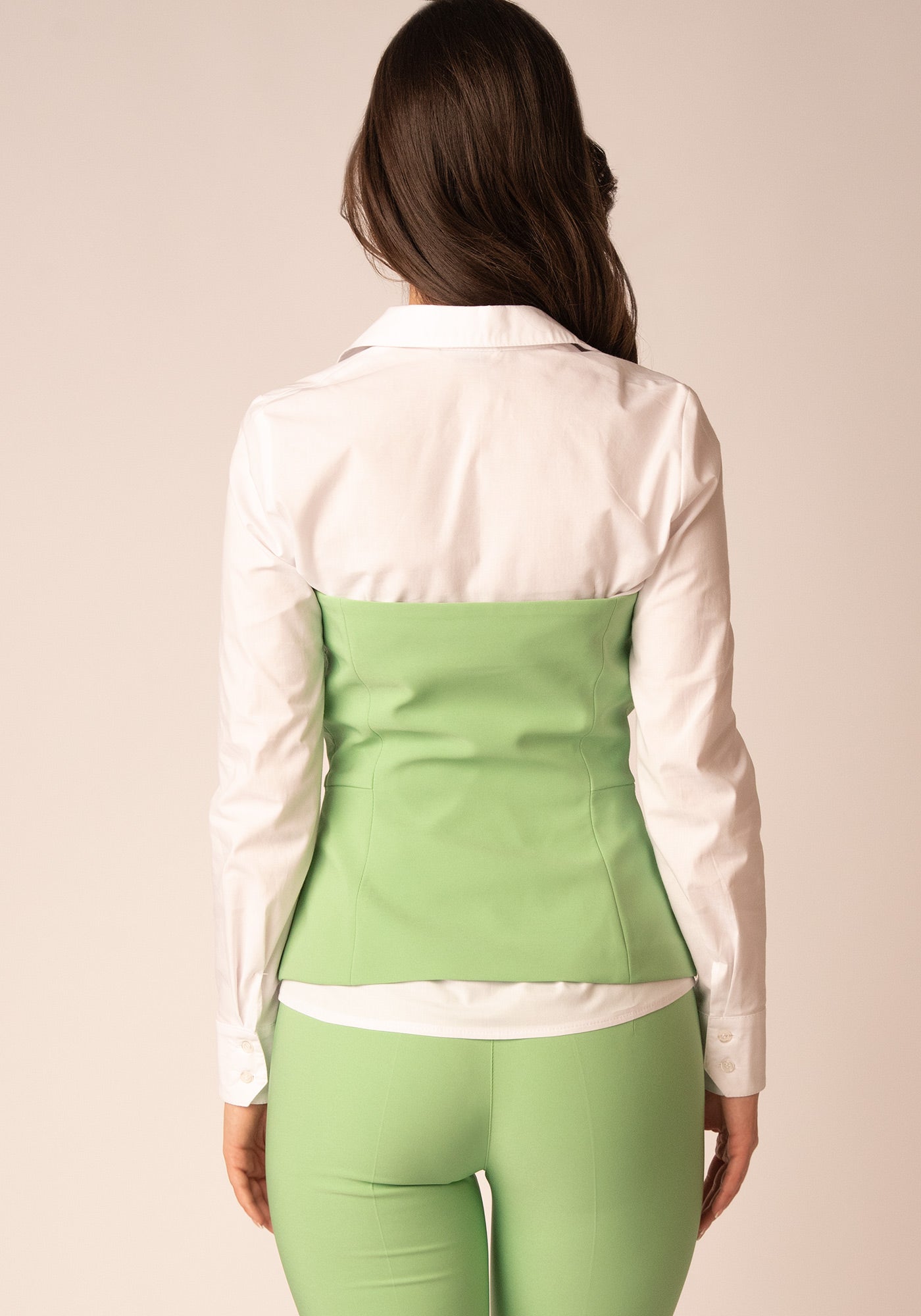 Tailored Top with Removable Straps in Green