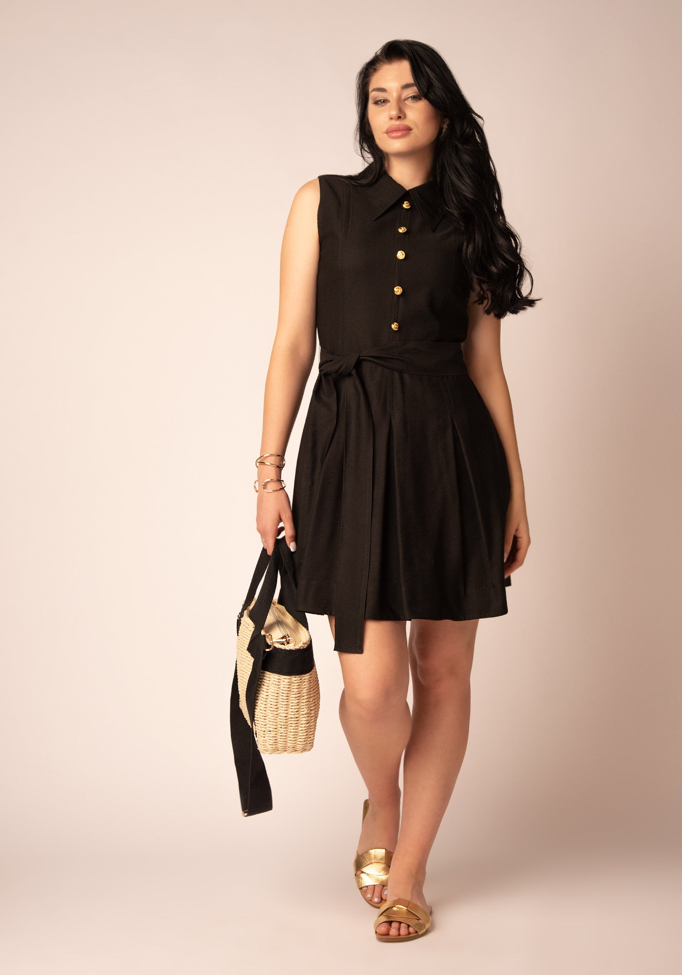 Belted Mini Dress in Black Belted Mini Dress in Black